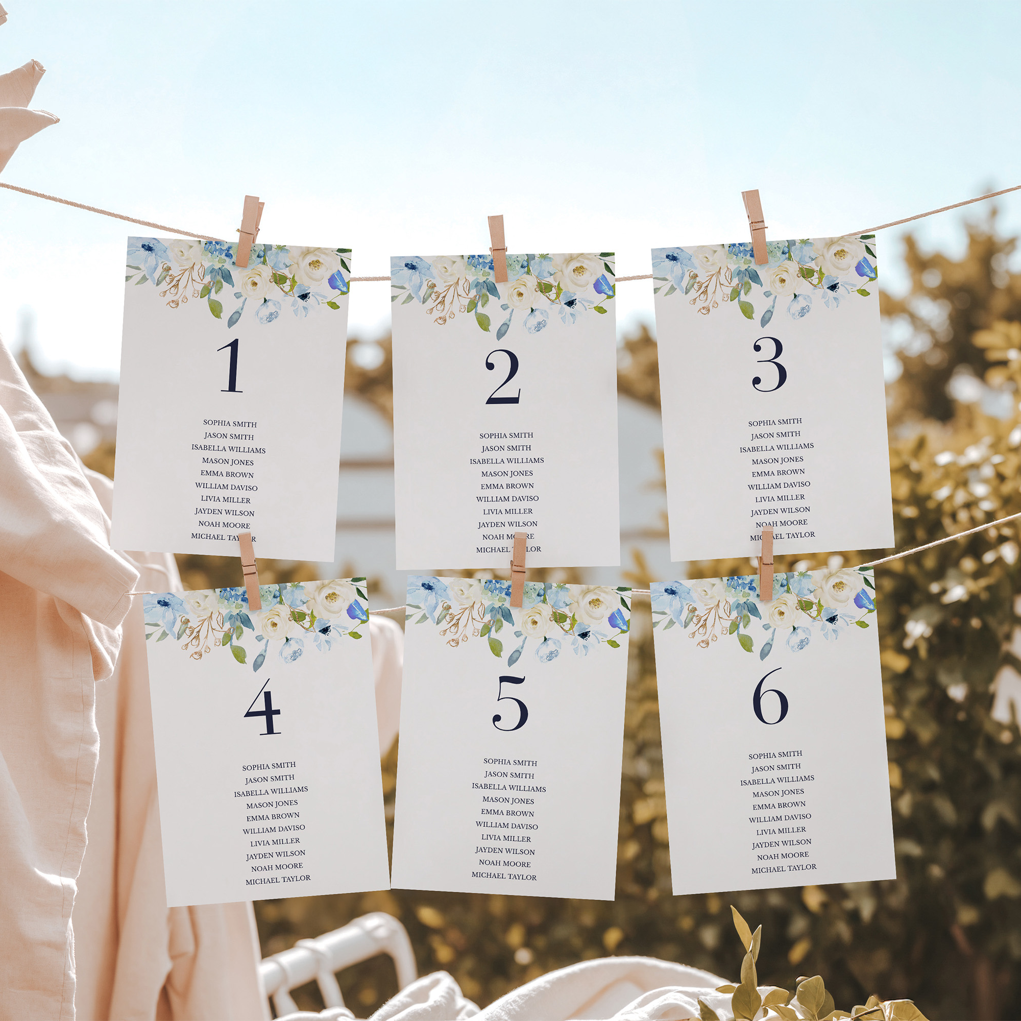AZZURRA wedding Seating Cards Template