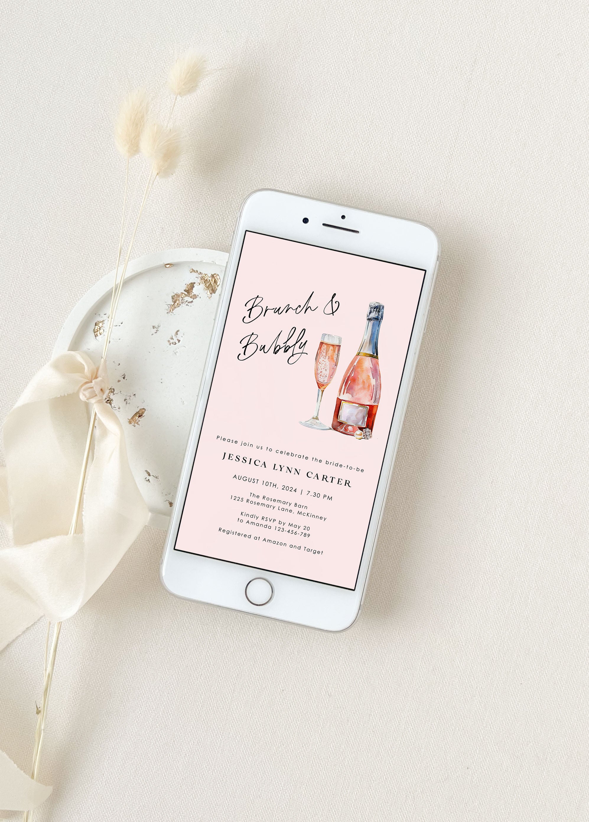 Brunch &amp; Bubbly Bridal Shower Invitation Evite