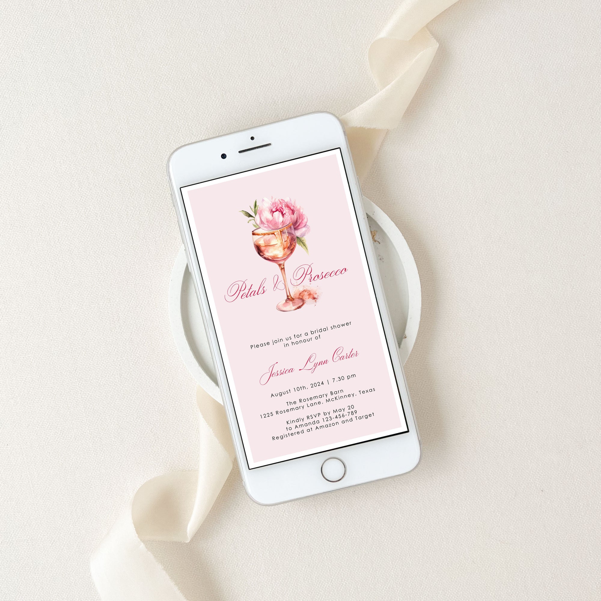 Petals and Prosecco Bridal Shower Invitation