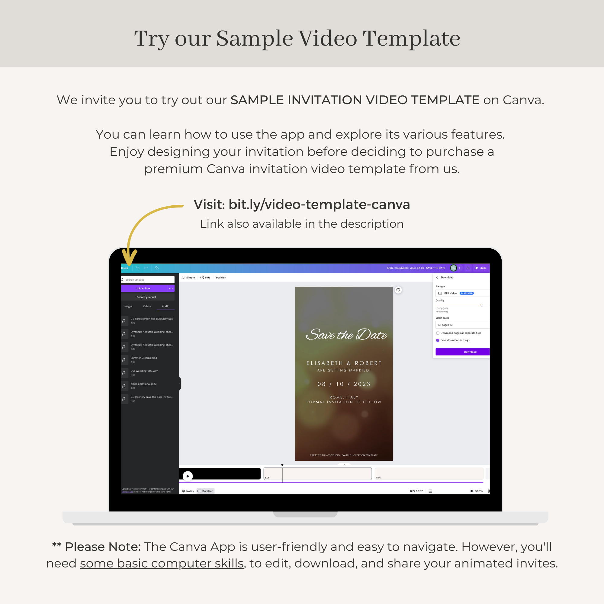 LUISA Marriage Invitation Video Template with Eucalyptus