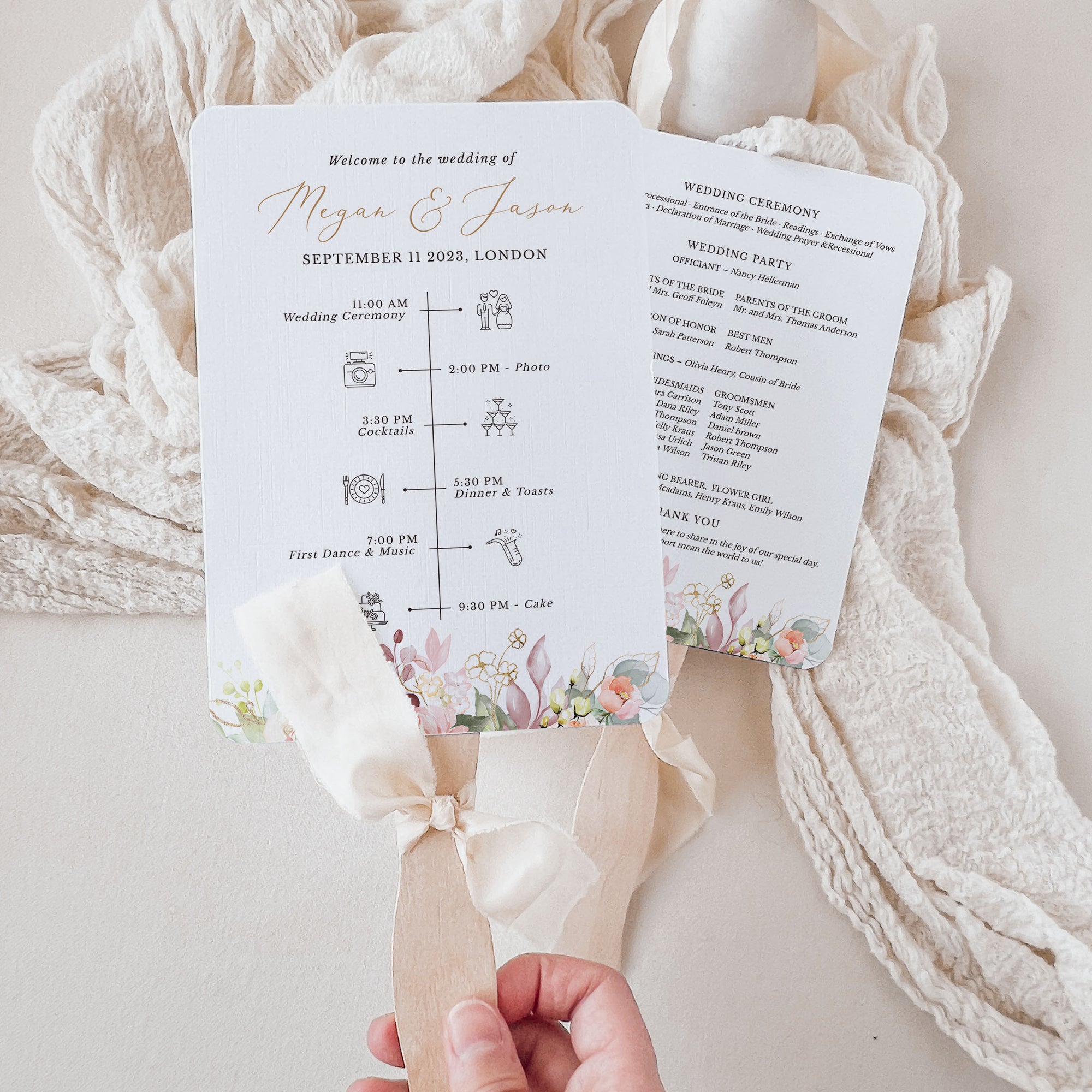 FIORELLA Wedding Fan Program Template