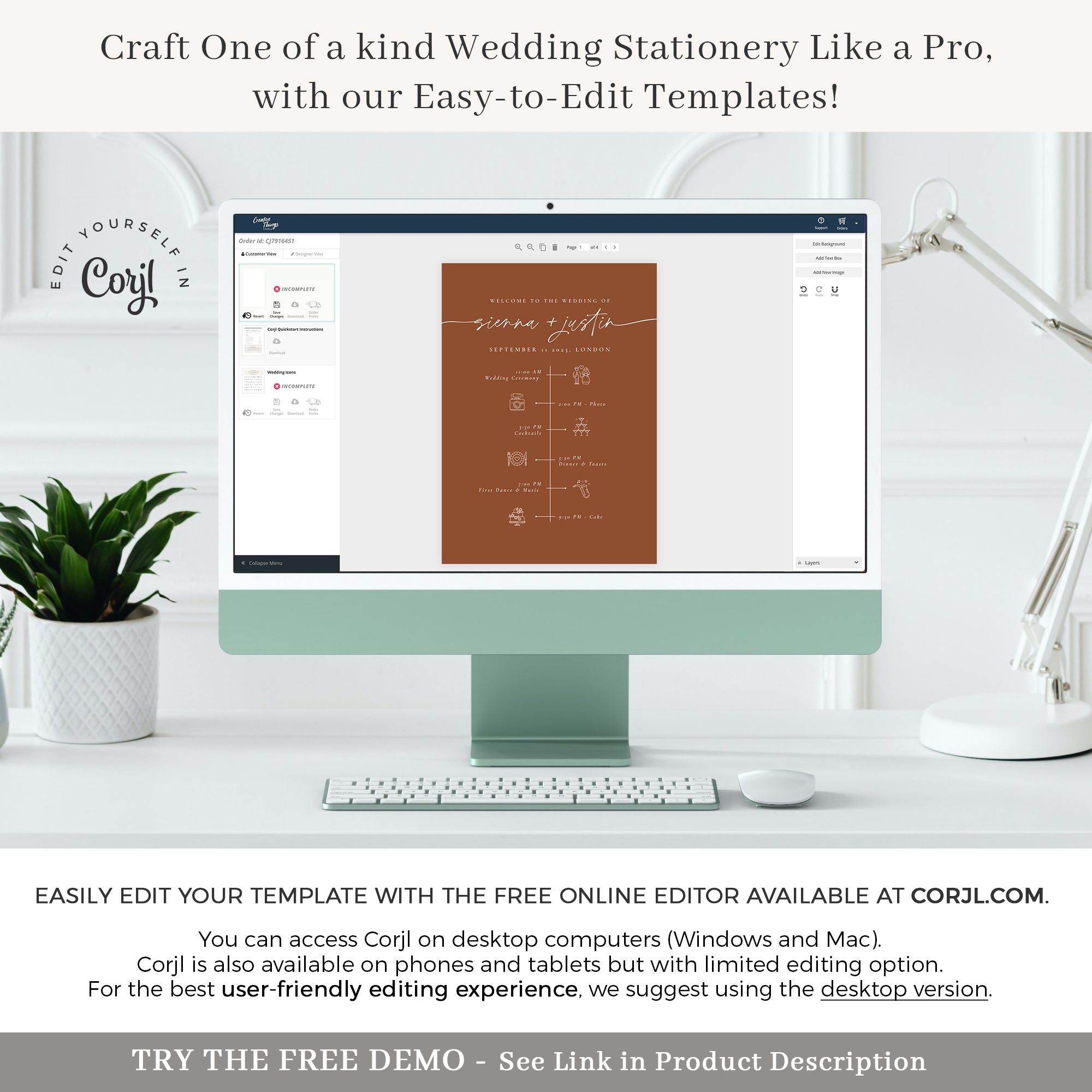 SIENNA Wedding Program Fan Template