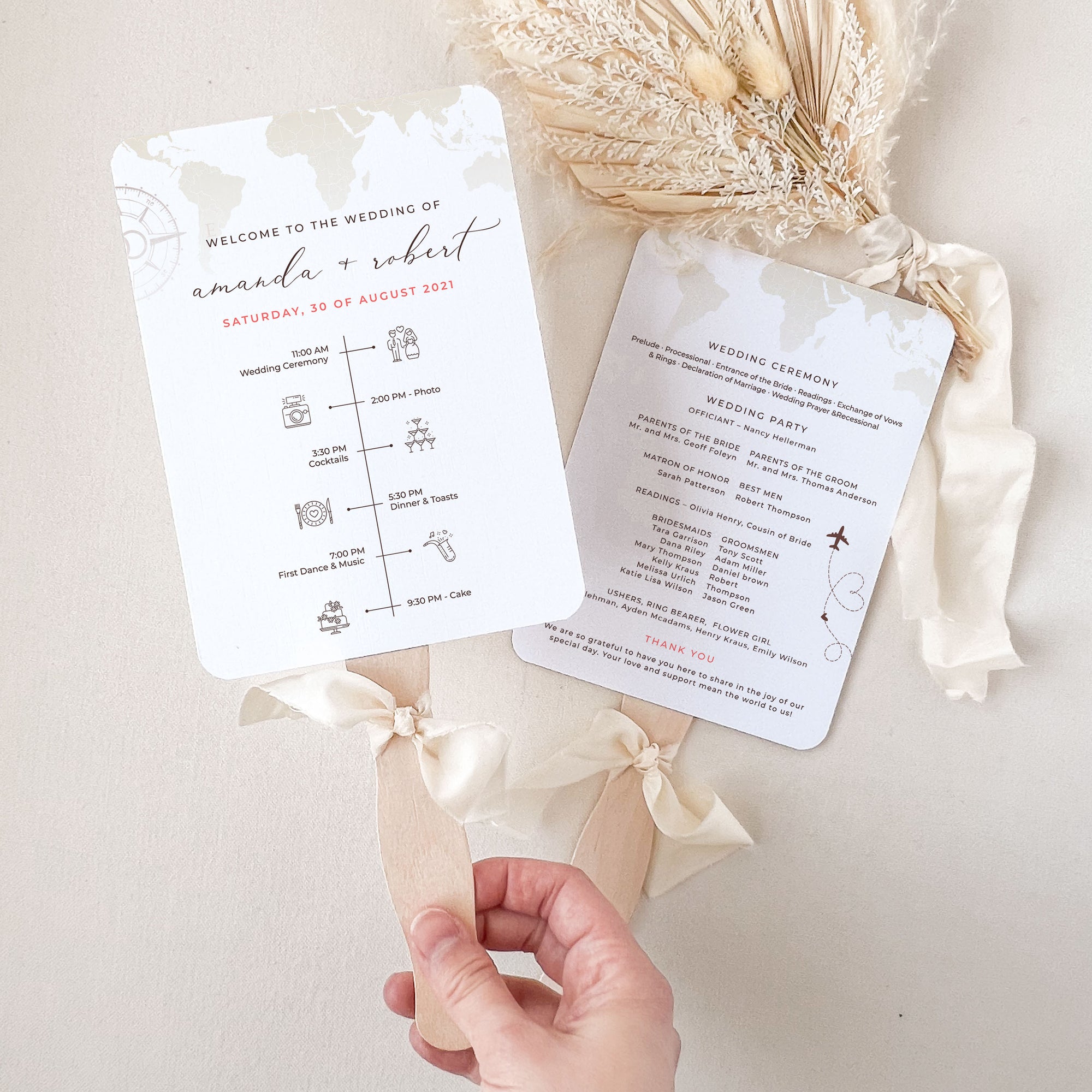 SOFIA Wedding Program Hand Fan Template