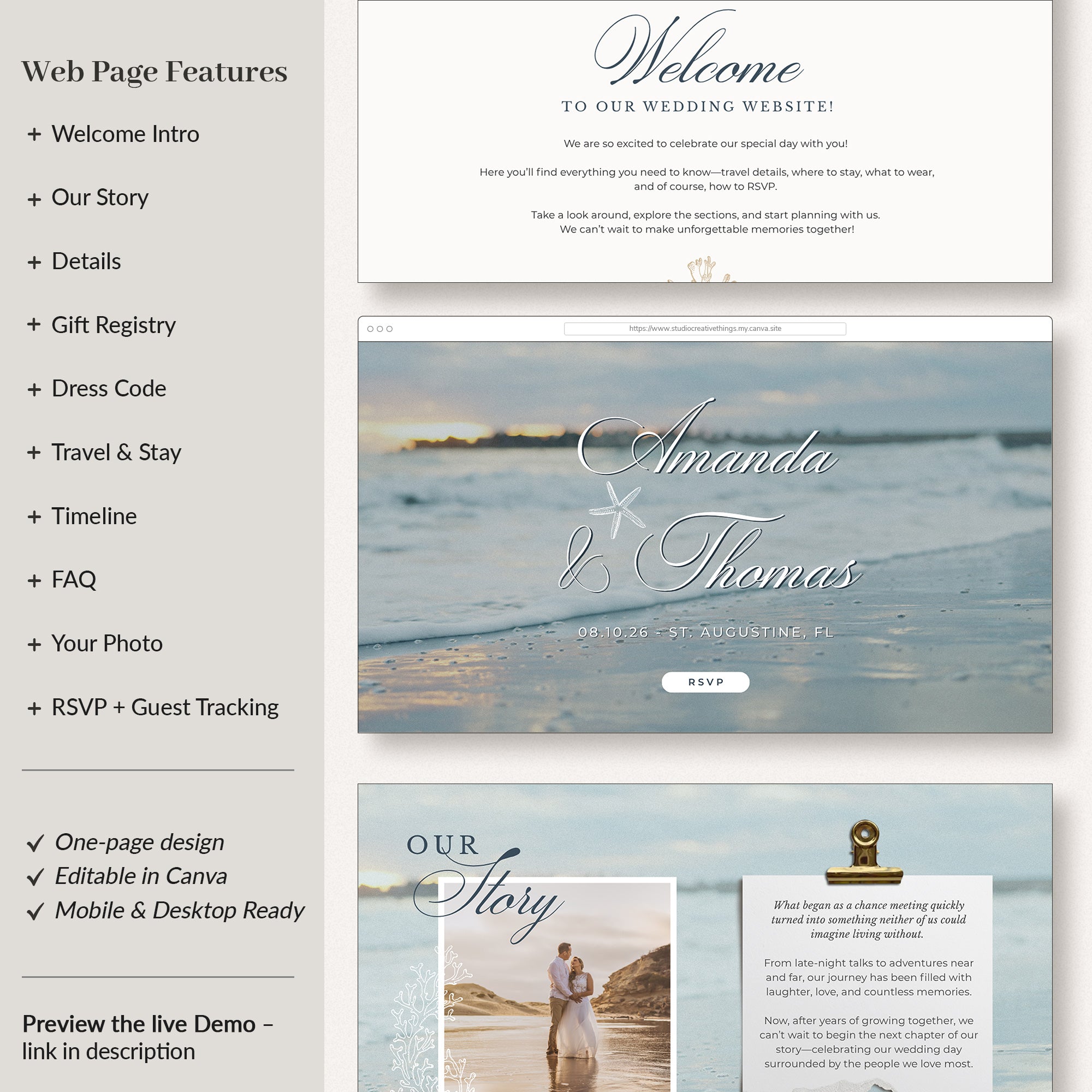 Beach Wedding Website Template