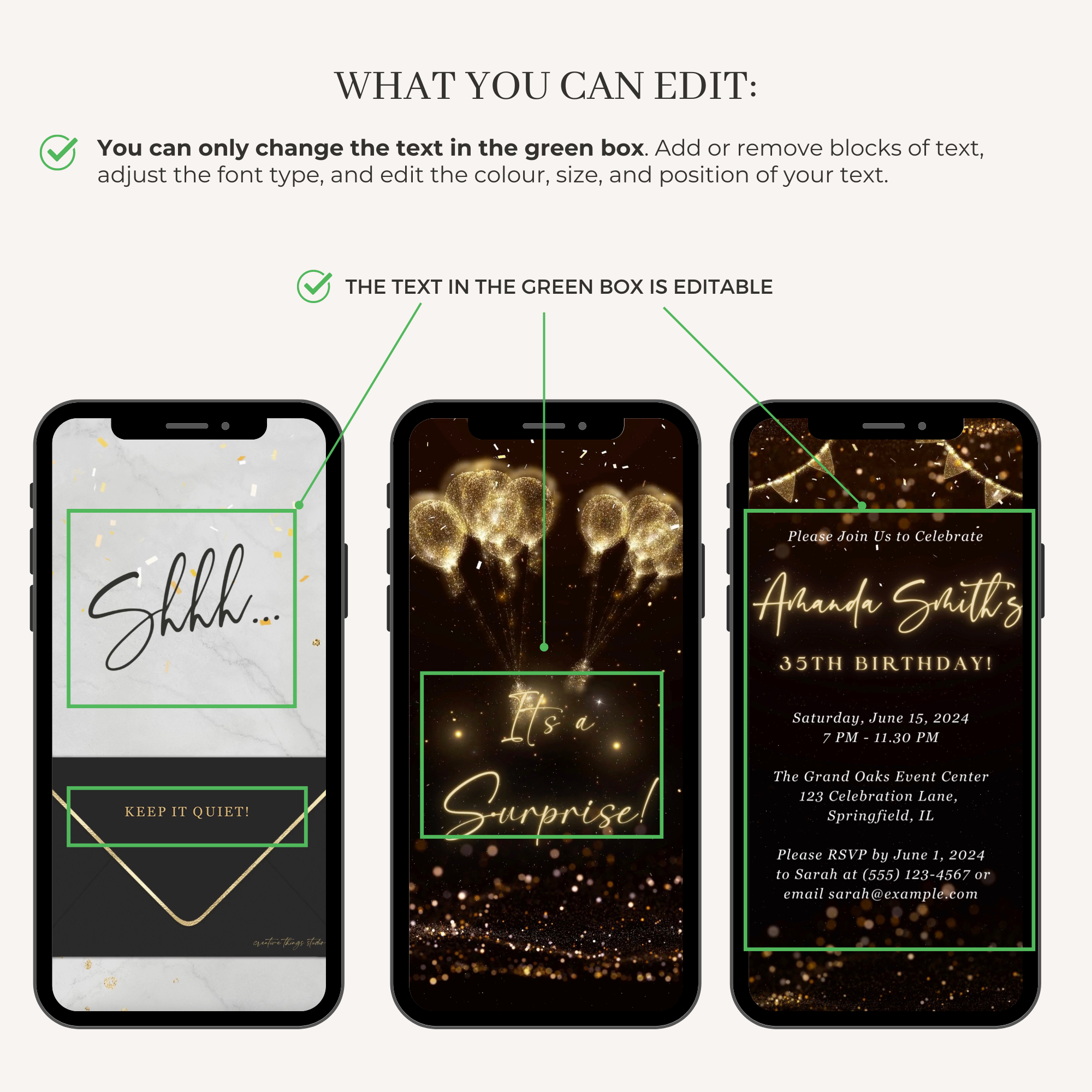 LUSTER Video Invitation for Birthday Party - Black