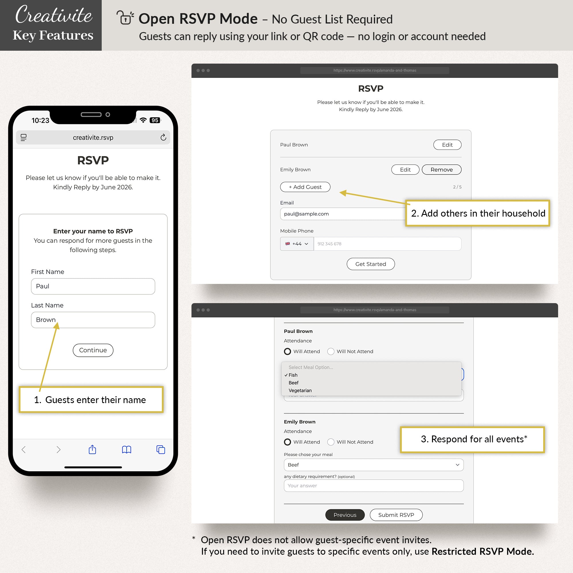 CREATIVITE Online Wedding RSVP Page – Collect &amp; Manage Guest Responses