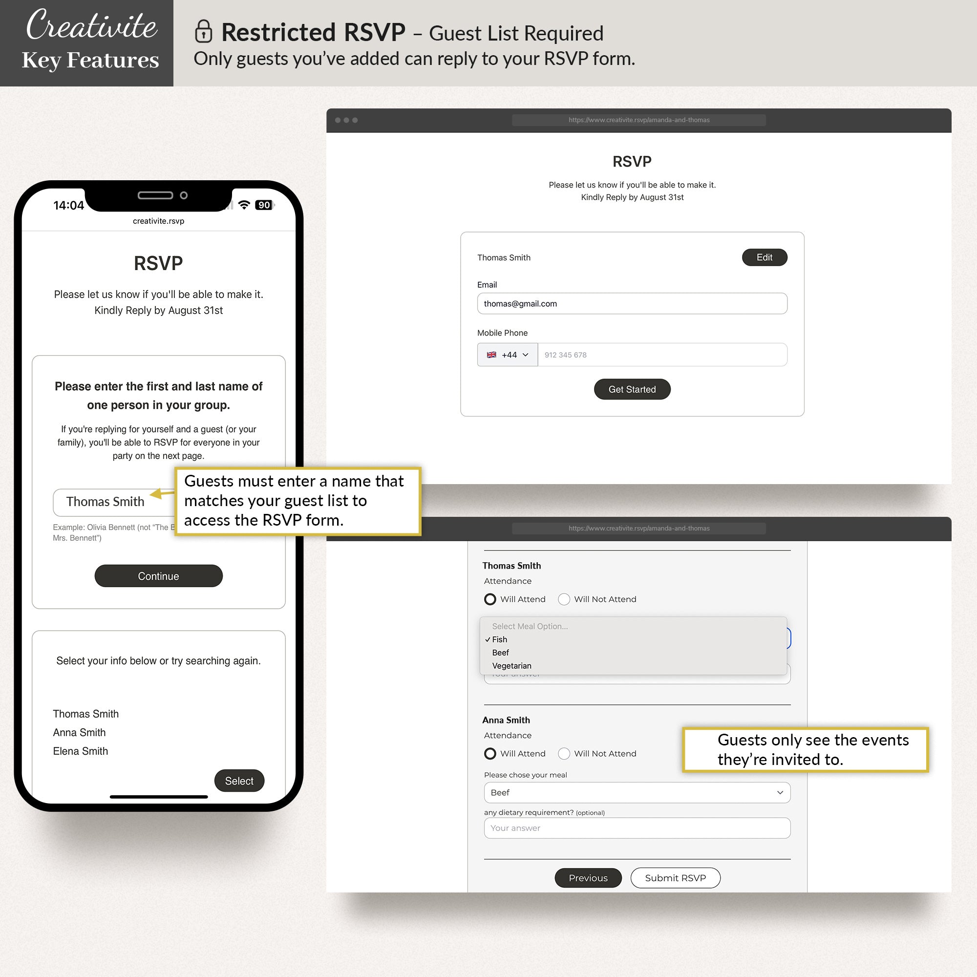 CREATIVITE Online Wedding RSVP Page – Collect &amp; Manage Guest Responses