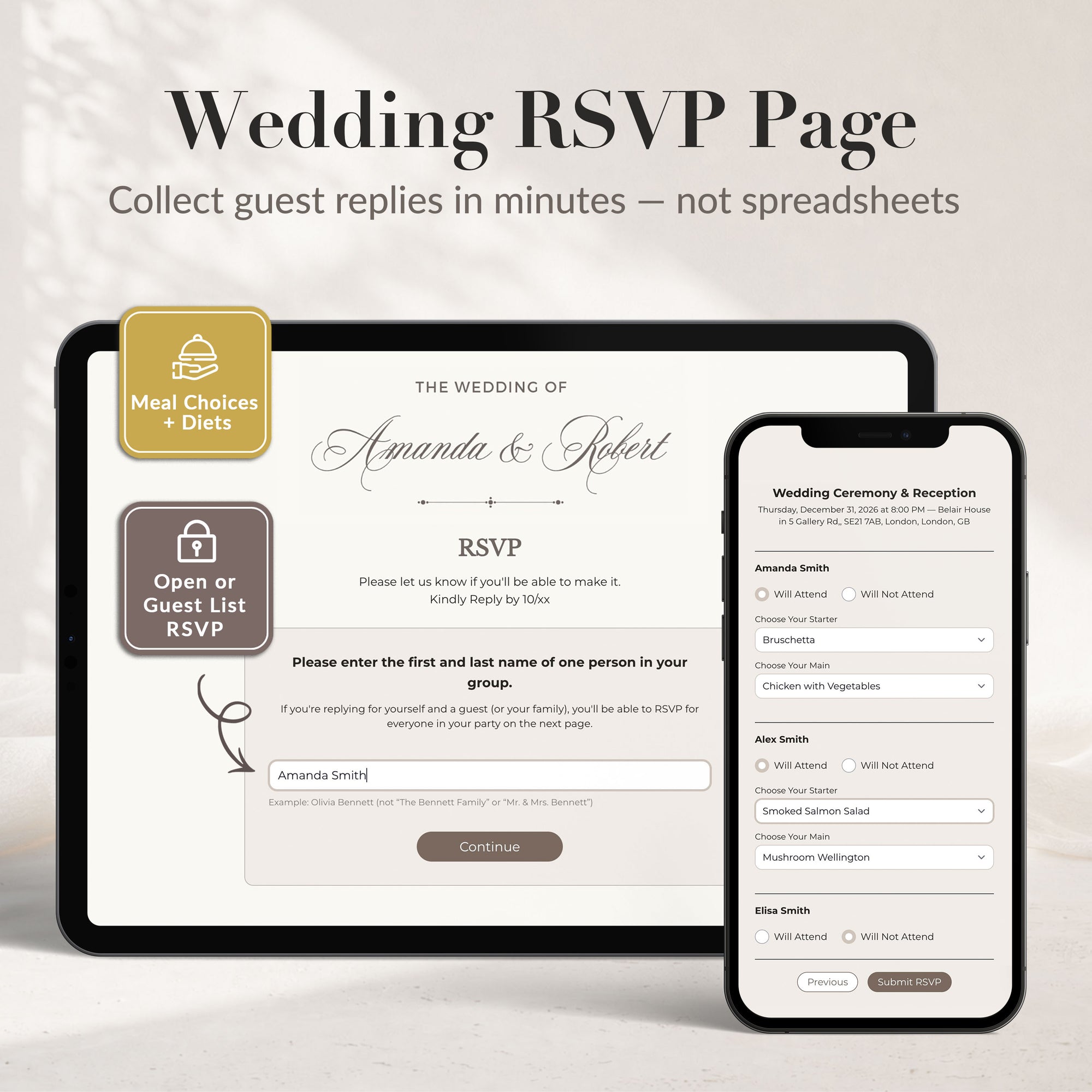 CREATIVITE Online Wedding RSVP Page to Track Guest Replies