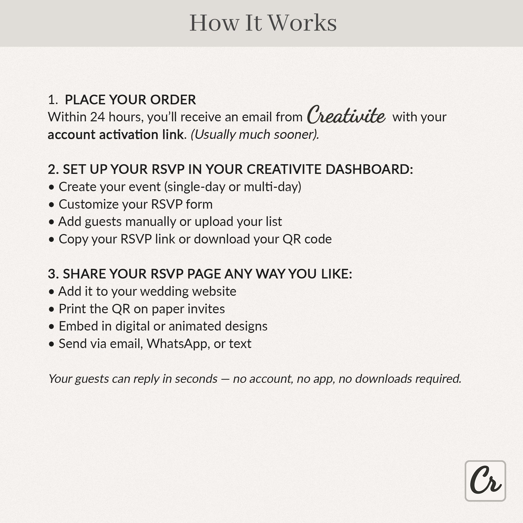 CREATIVITE Online Wedding RSVP Page – Collect &amp; Manage Guest Responses