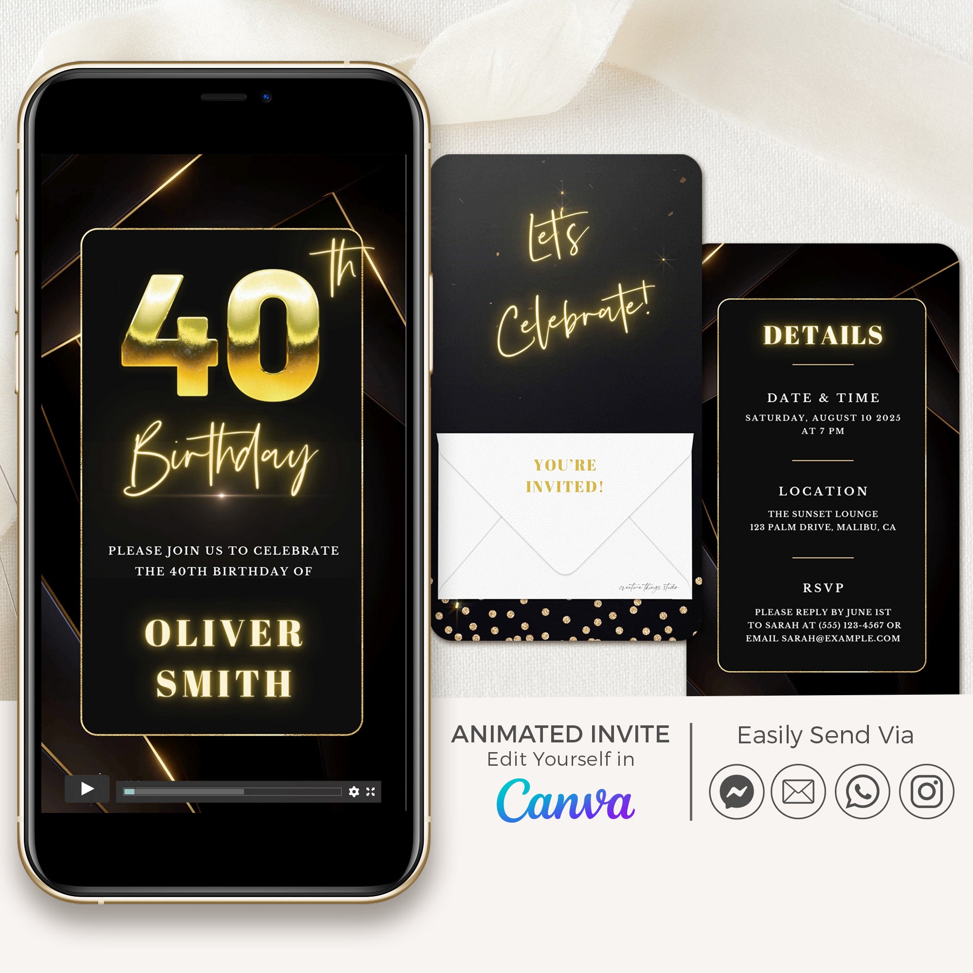 FLUX Elegant Animated Birthday Invitation Video