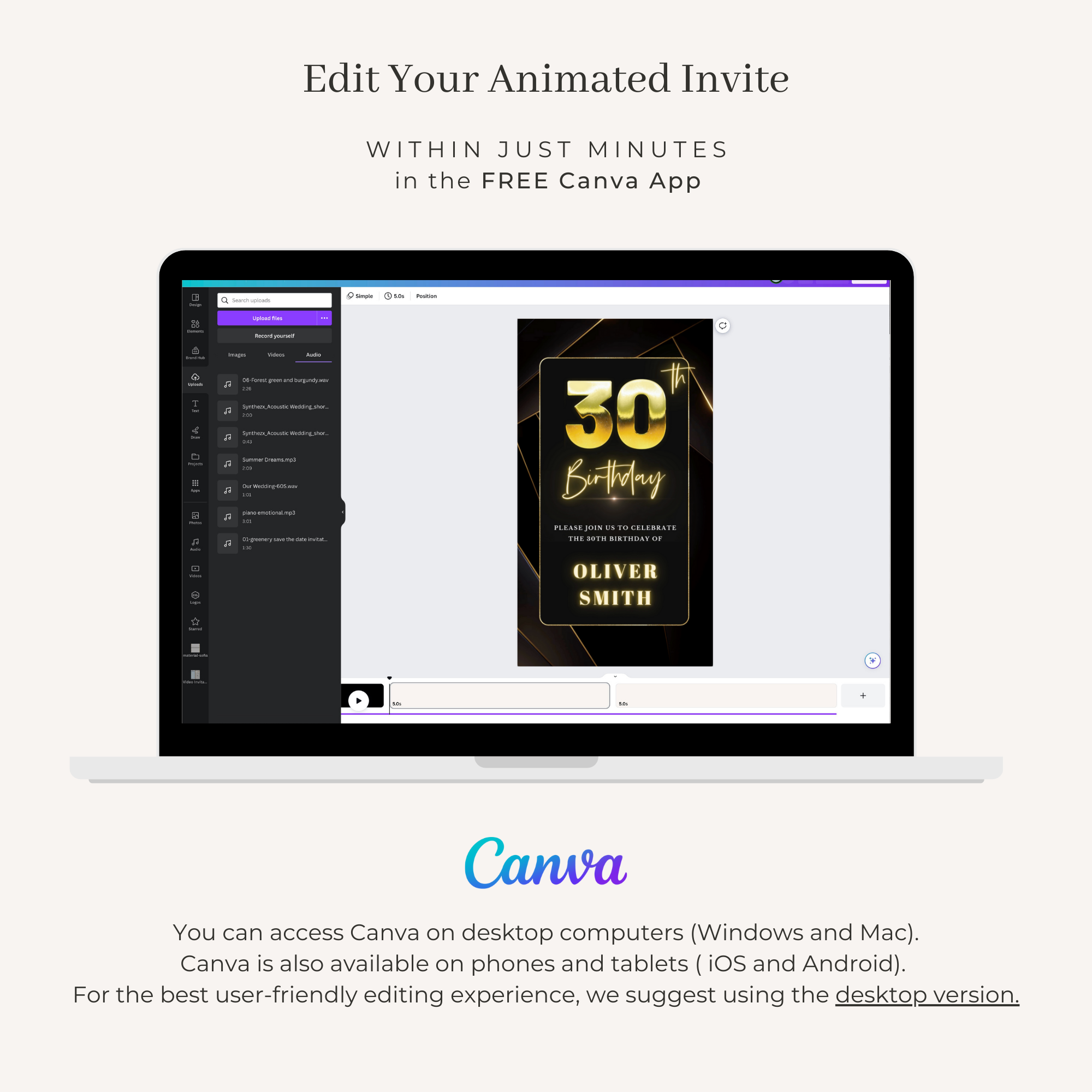 FLUX Elegant Animated Birthday Invitation Video