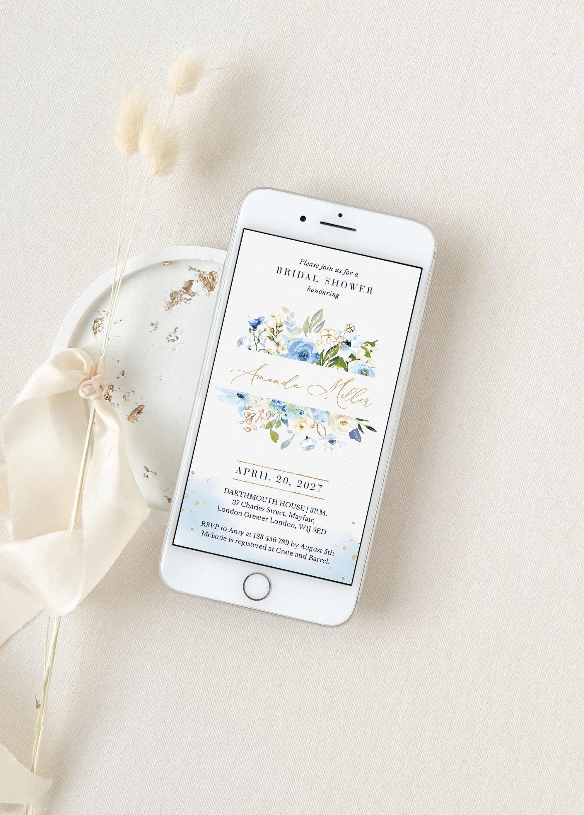 Azzurra | Light Blue Bridal Shower Invitation Evite