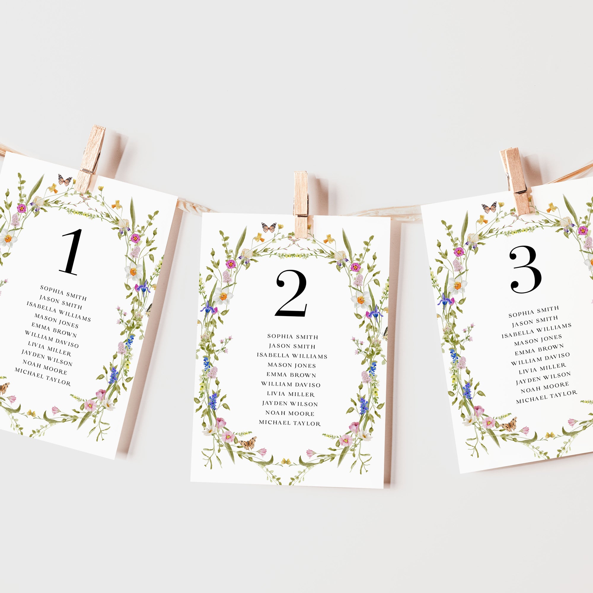 CHLOÉ Floral Wedding Seating Chart Card Template