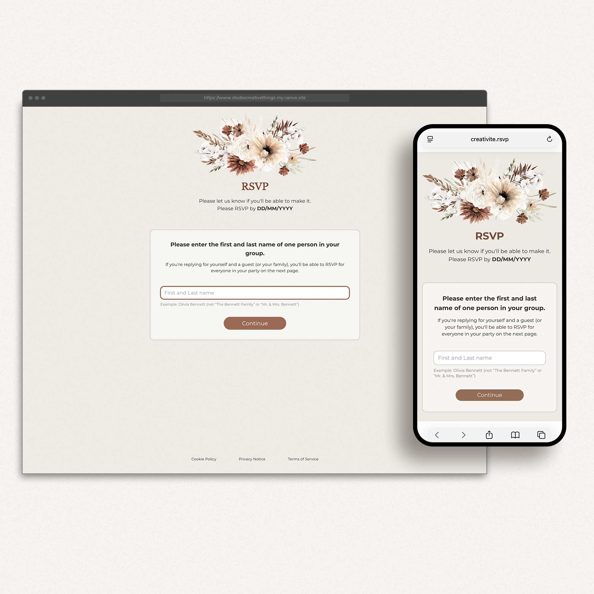 LAUREL Boho Online Digital Wedding Invitation