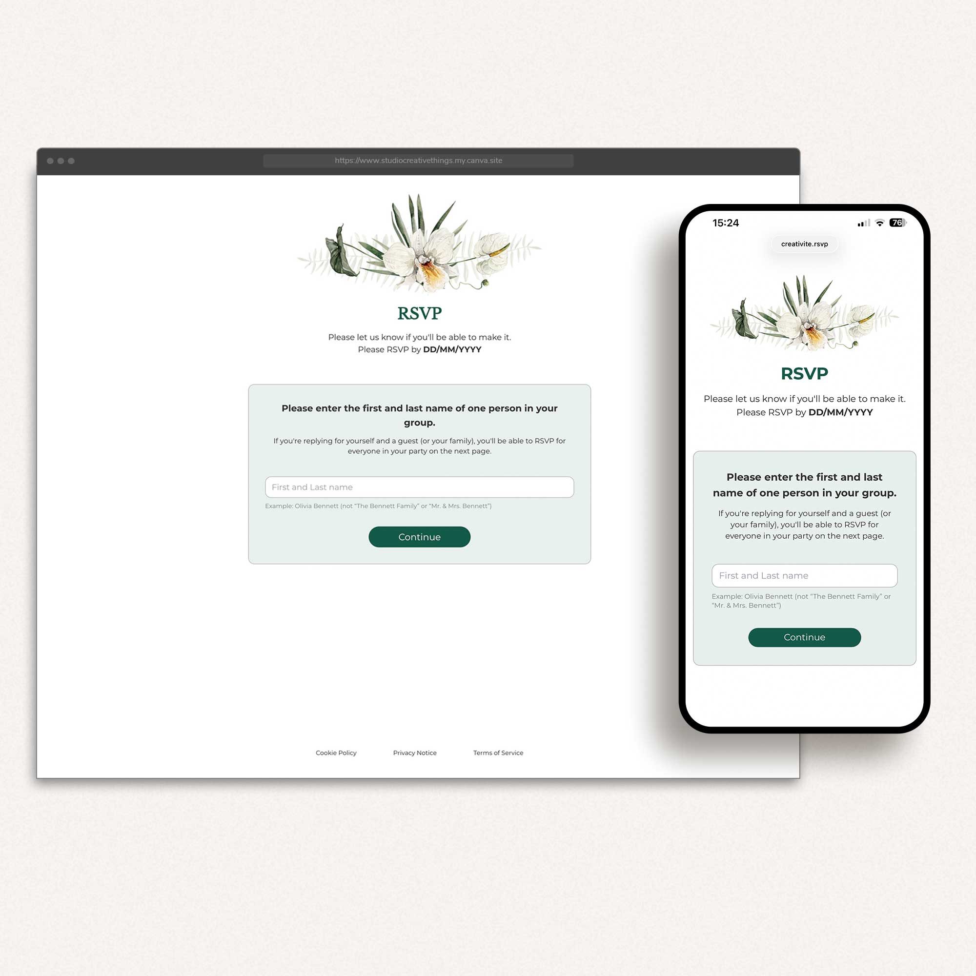 ISLA Tropical Online Digital Wedding Invitation