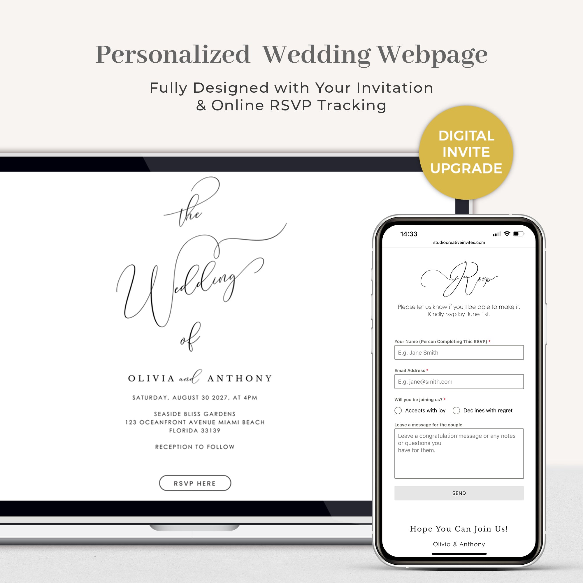 Webpage with Online RSVP – Premium Upgrade for Digital Invites