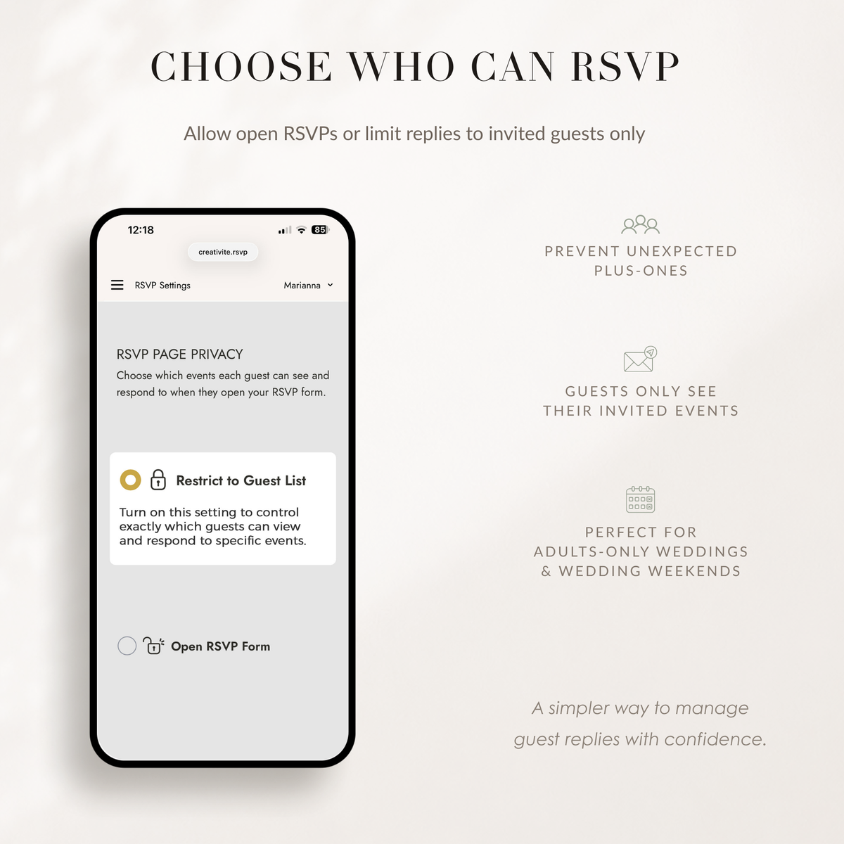 Online Wedding RSVP Page — Collect & Track Guest Replies | Creativite ...
