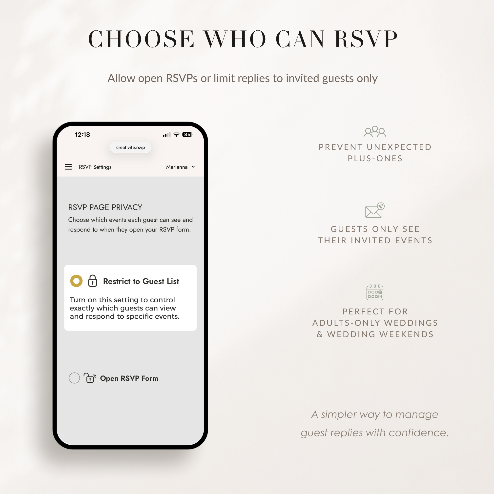 Online Wedding RSVP Page — Collect &amp; Track Guest Replies | Creativite