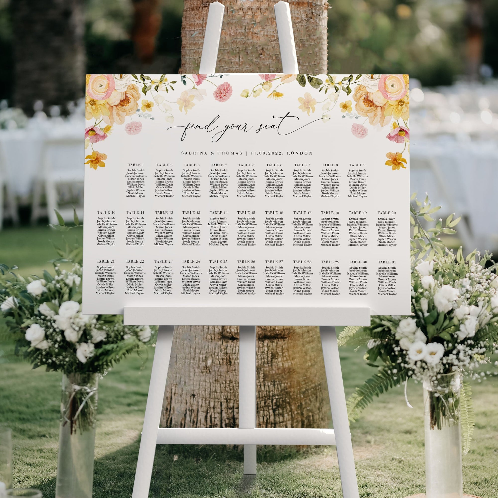JUNE Printable Wedding Seating Chart Template