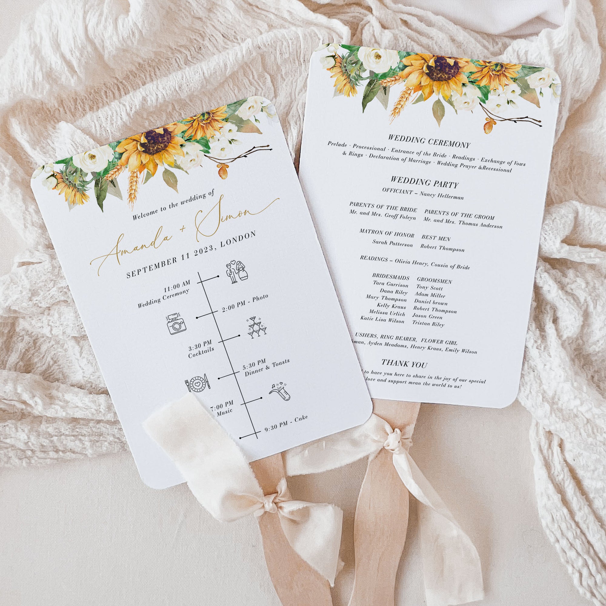 MARISOL Wedding Program Fan Template