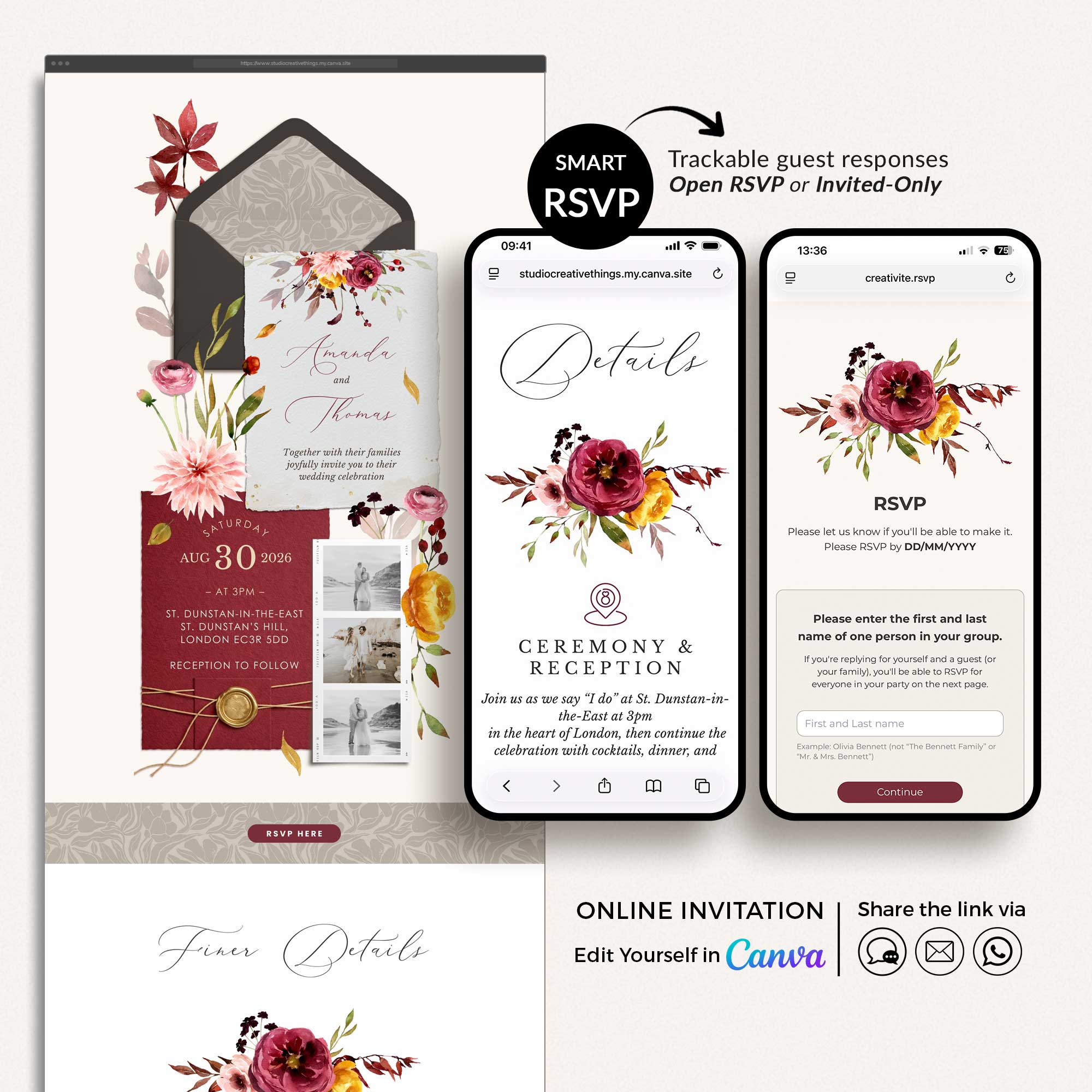 AMBRA Fall Online Digital Wedding Invitation