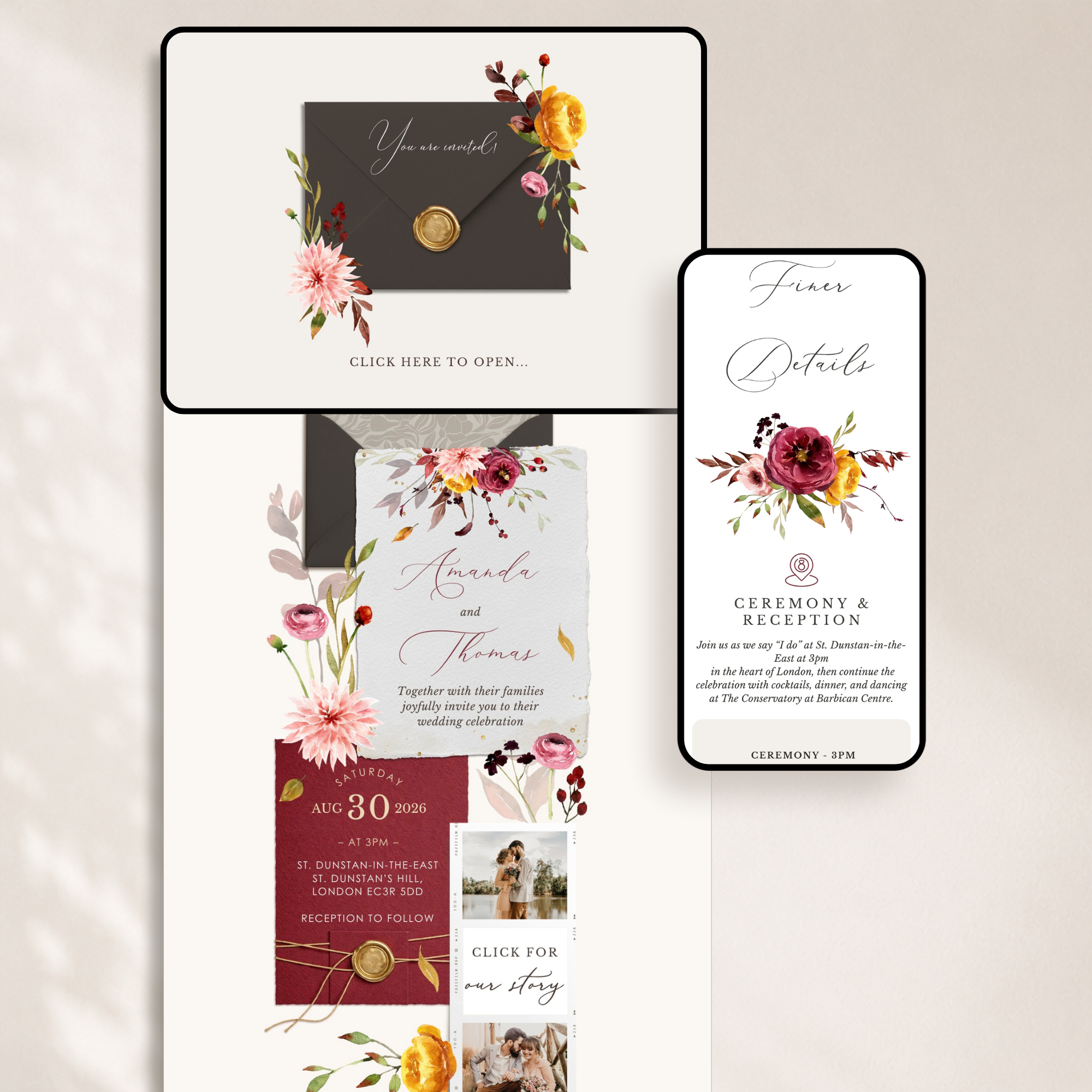 AMBRA Wedding Website Template for Canva with RSVP