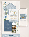 AZZURRA Dusty Blue Online Digital Wedding Invitation with RSVP