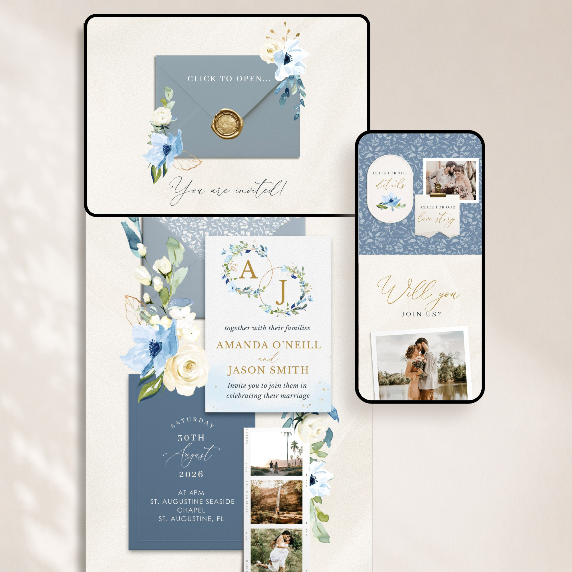 Azzurra Wedding Website Template for Canva with RSVP
