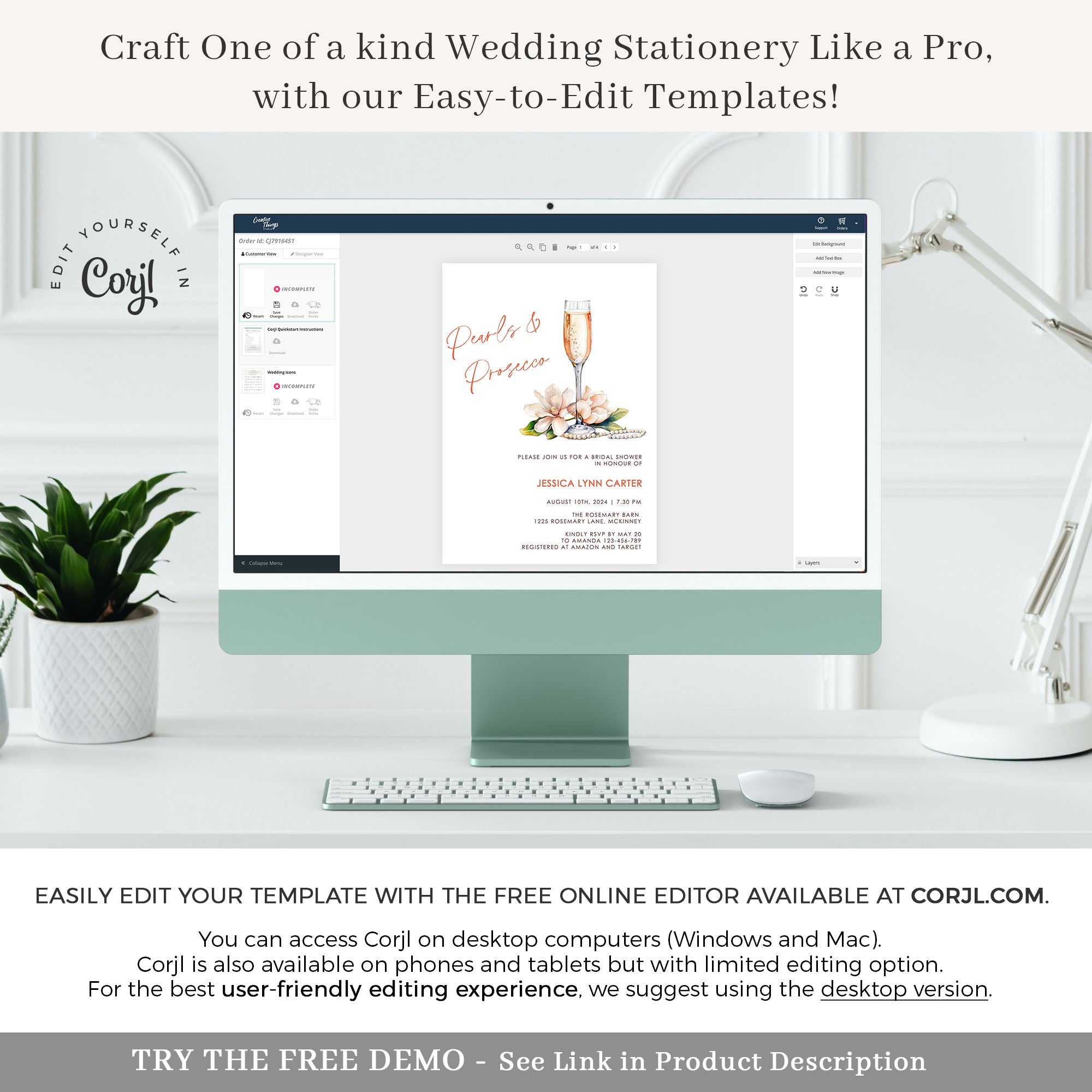 Champagne Brunch Bridal Shower Invitation Template
