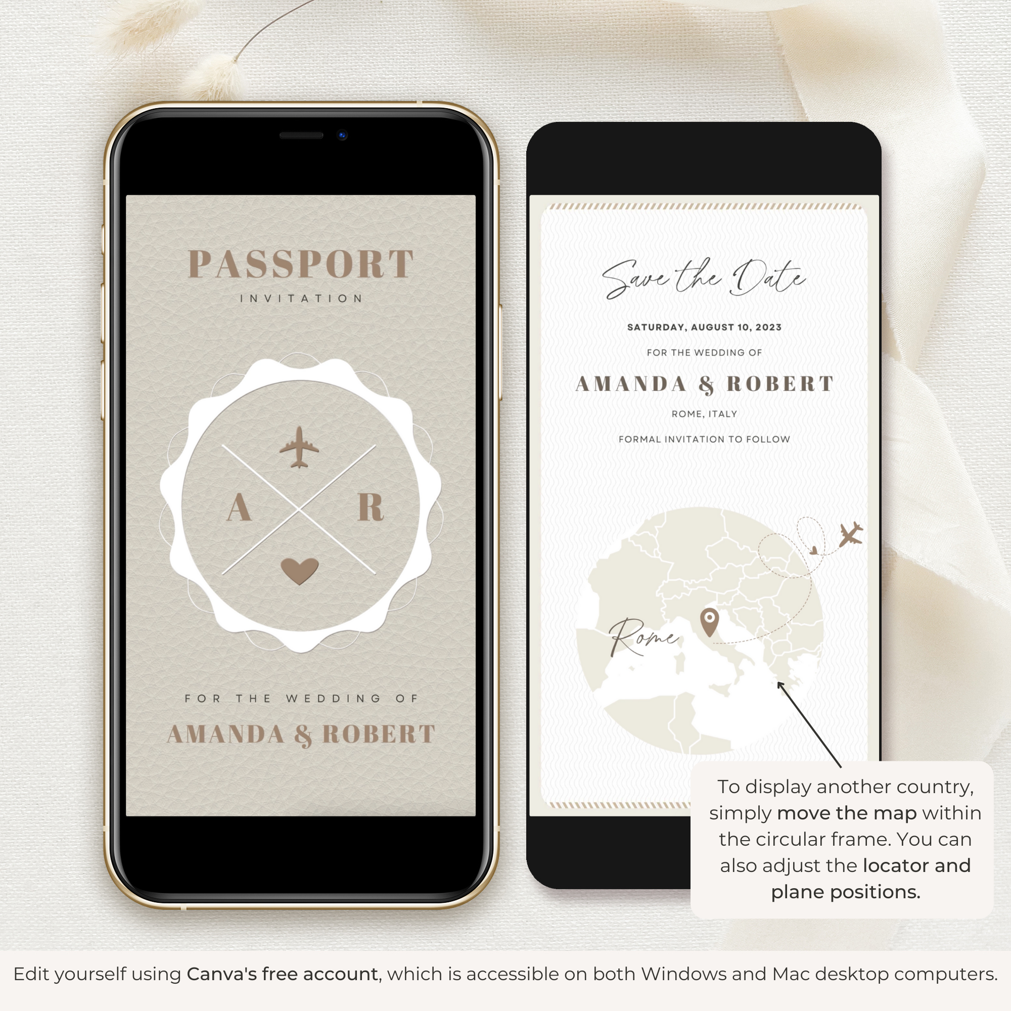 Passport Save the Date Video Template - Taupe