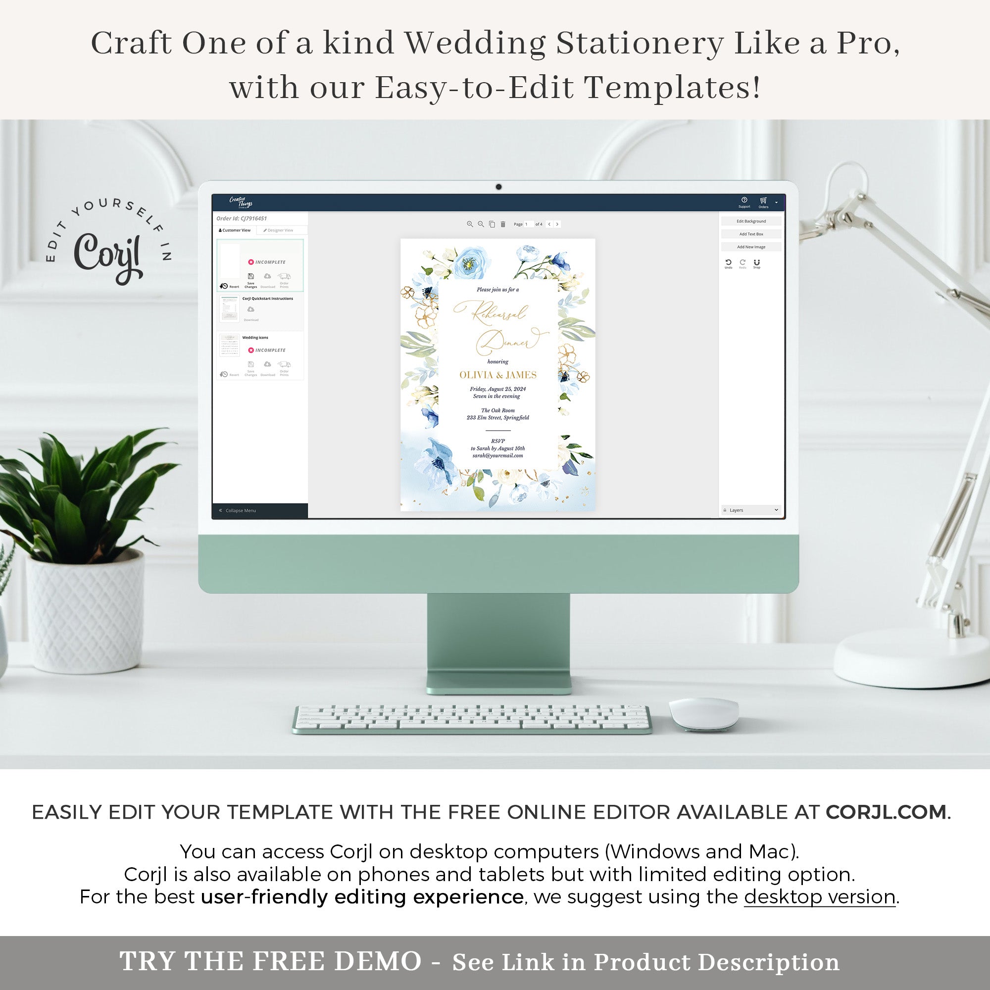 AZZURRA Wedding Rehearsal Invitation Template
