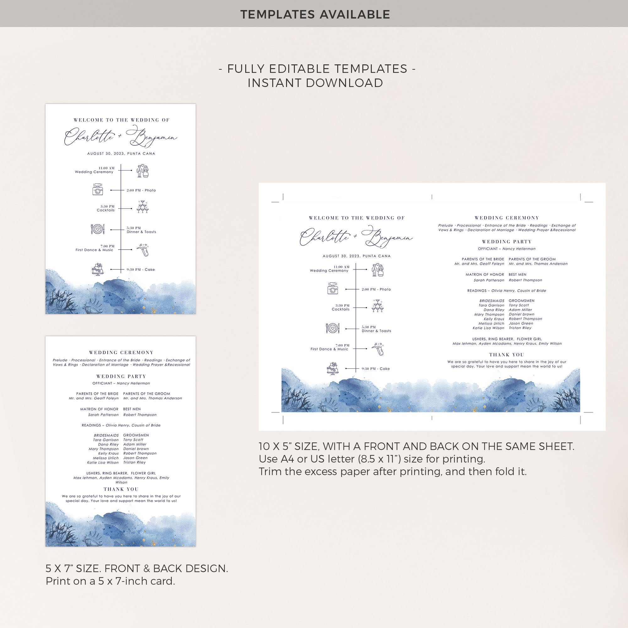 YLENIA Wedding Program Fans Diy