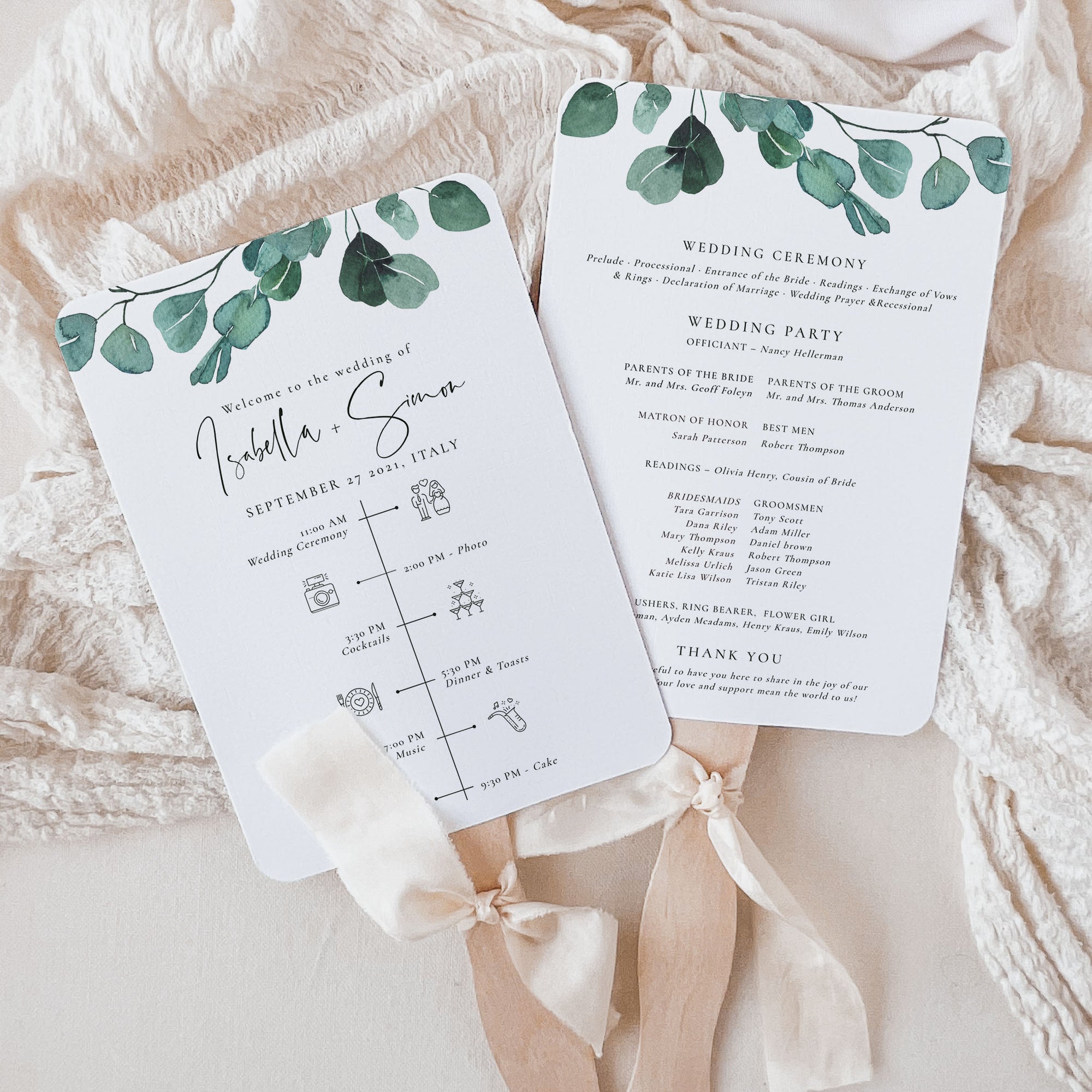LUISA Wedding Ceremony Program Fans Template