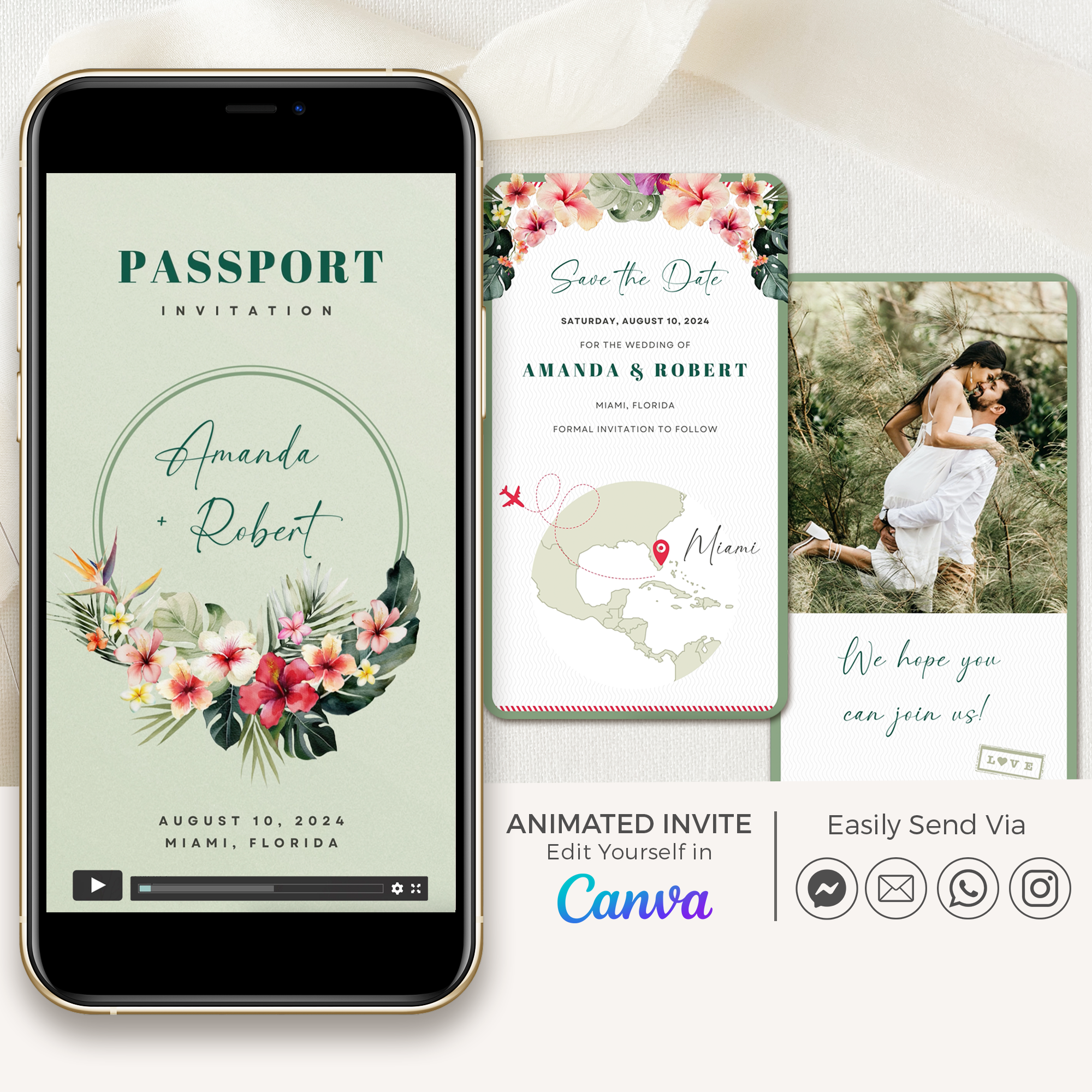 Tropical Passport Save the Date Video Template
