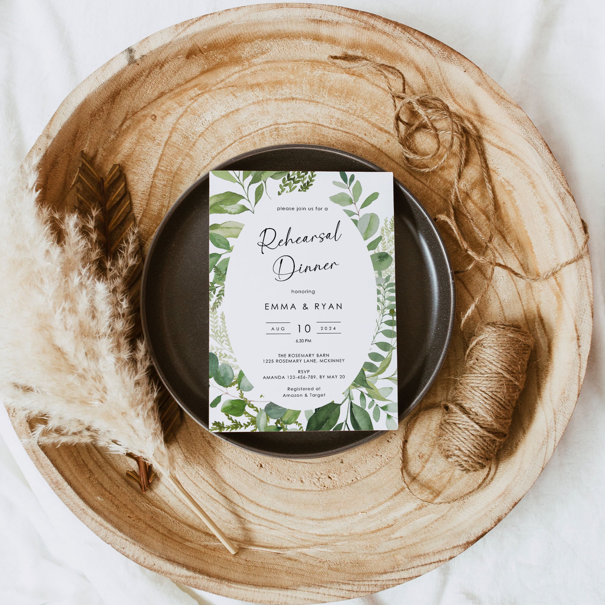 Rustic Rehearsal Dinner Invitation Template