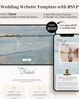 Beach Themed Canva Wedding Website Template with Online RSVP