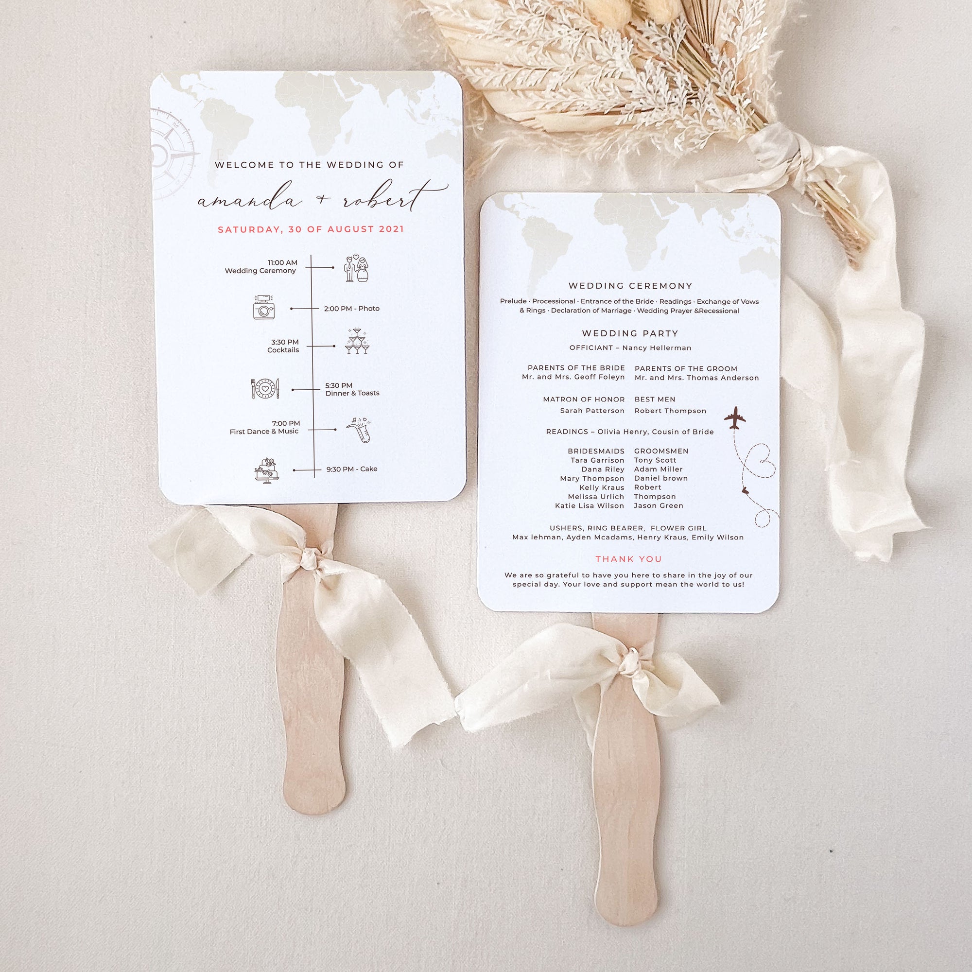 SOFIA Wedding Program Hand Fan Template