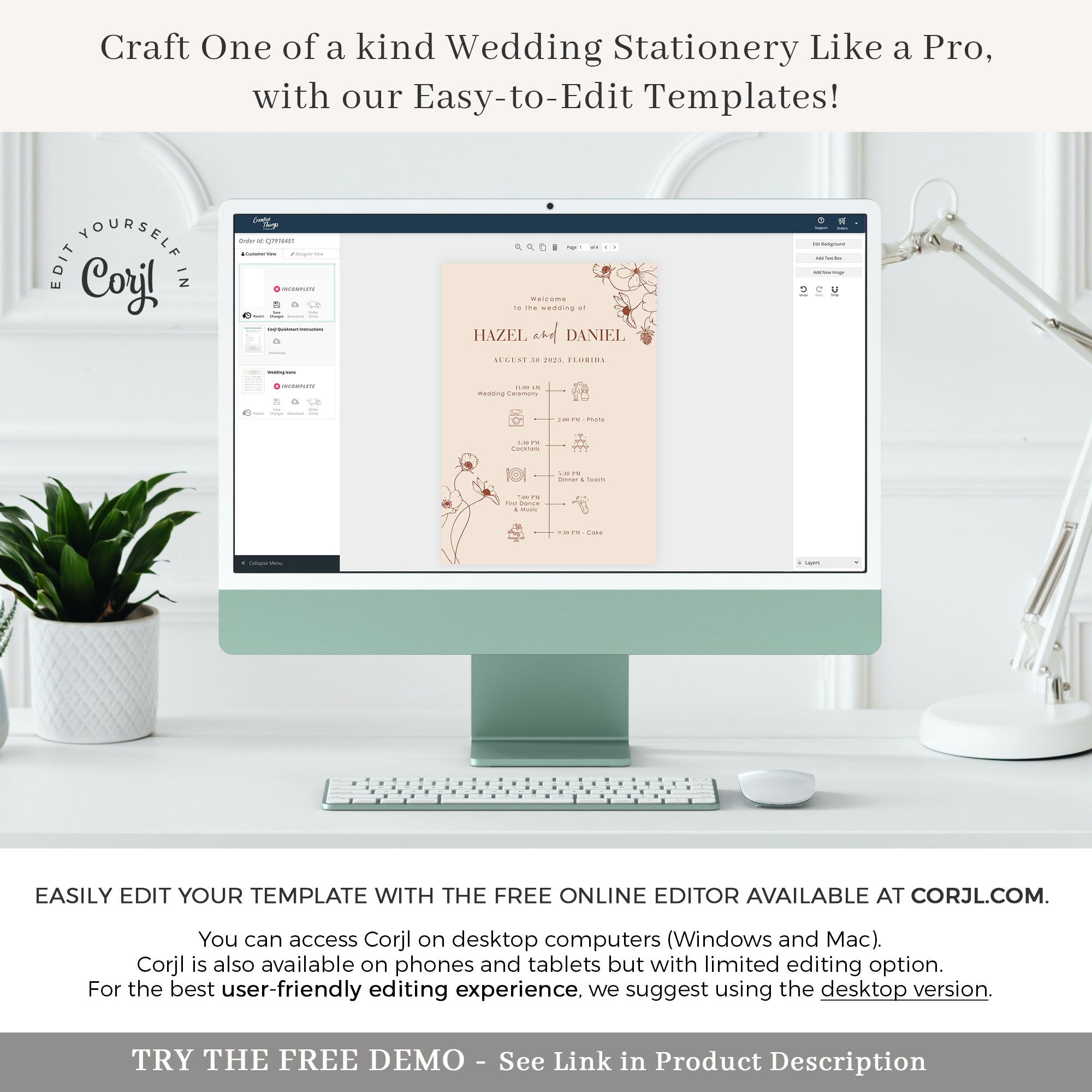 HAZEL Boho Wedding Program Fans Diy