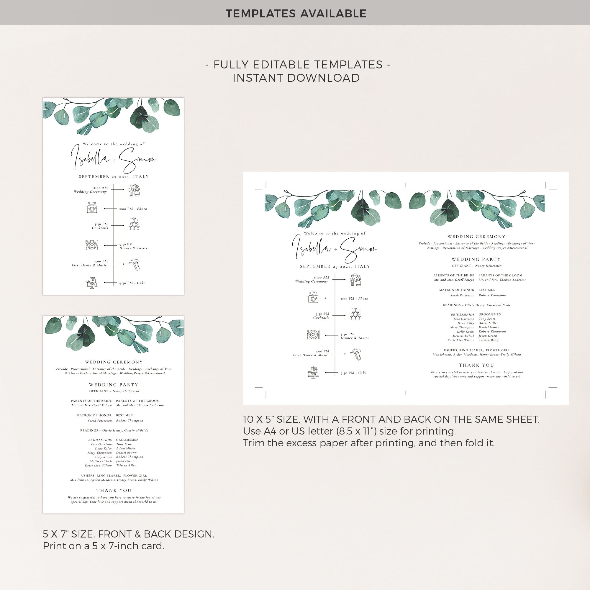 LUISA Wedding Ceremony Program Fans Template