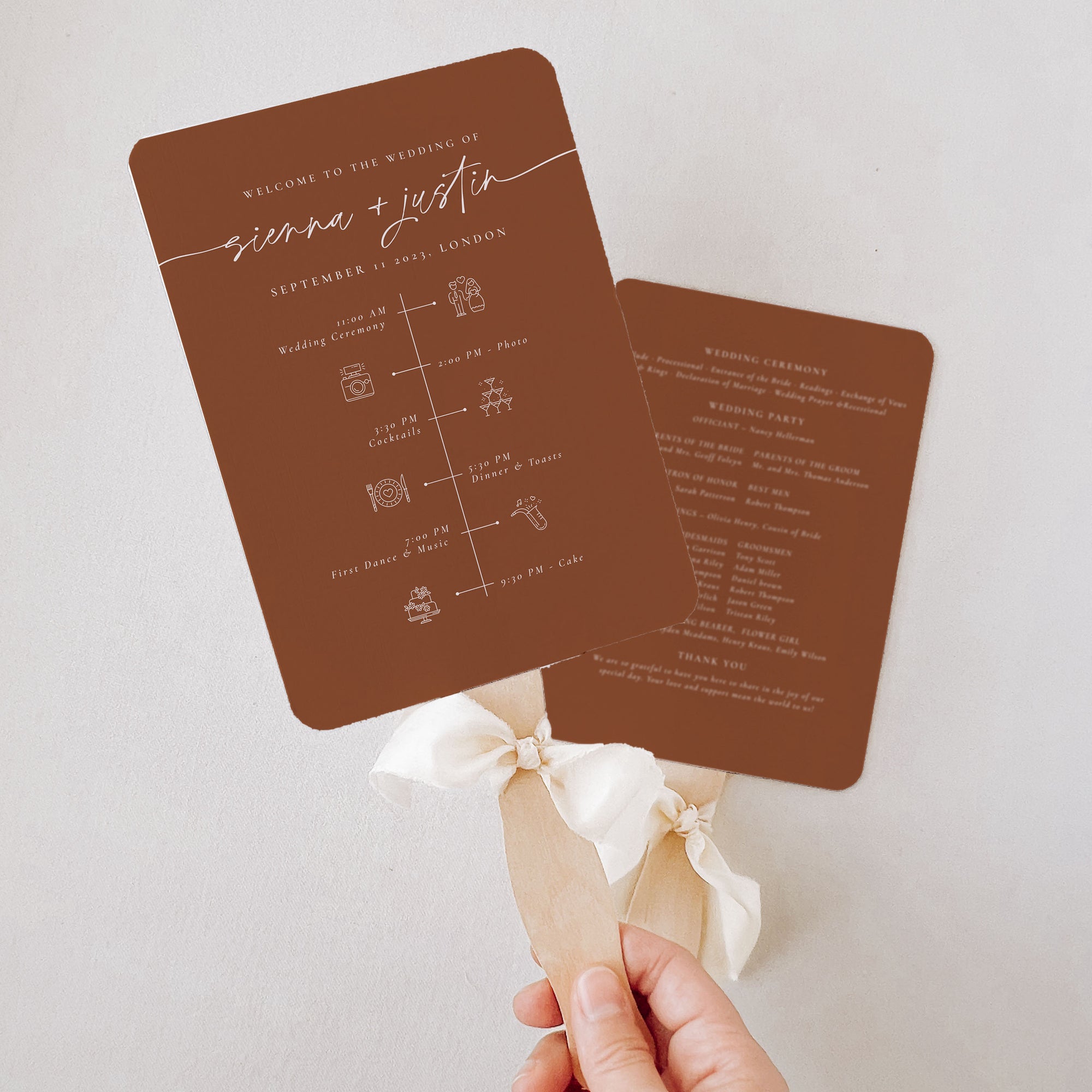 SIENNA Wedding Program Fan Template