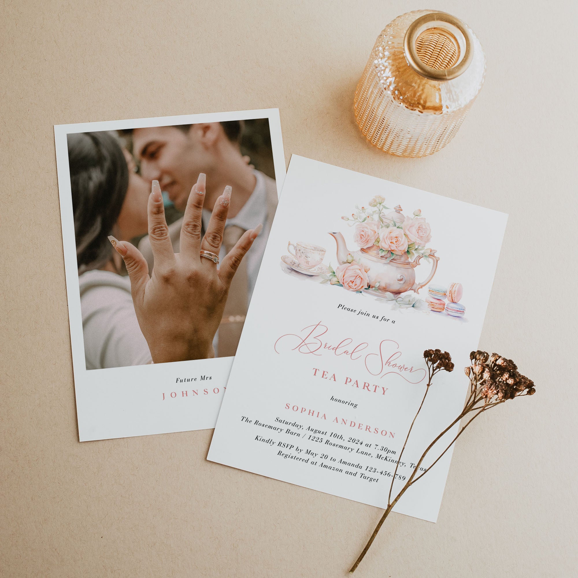 Tea Party Bridal Shower Invitation Template