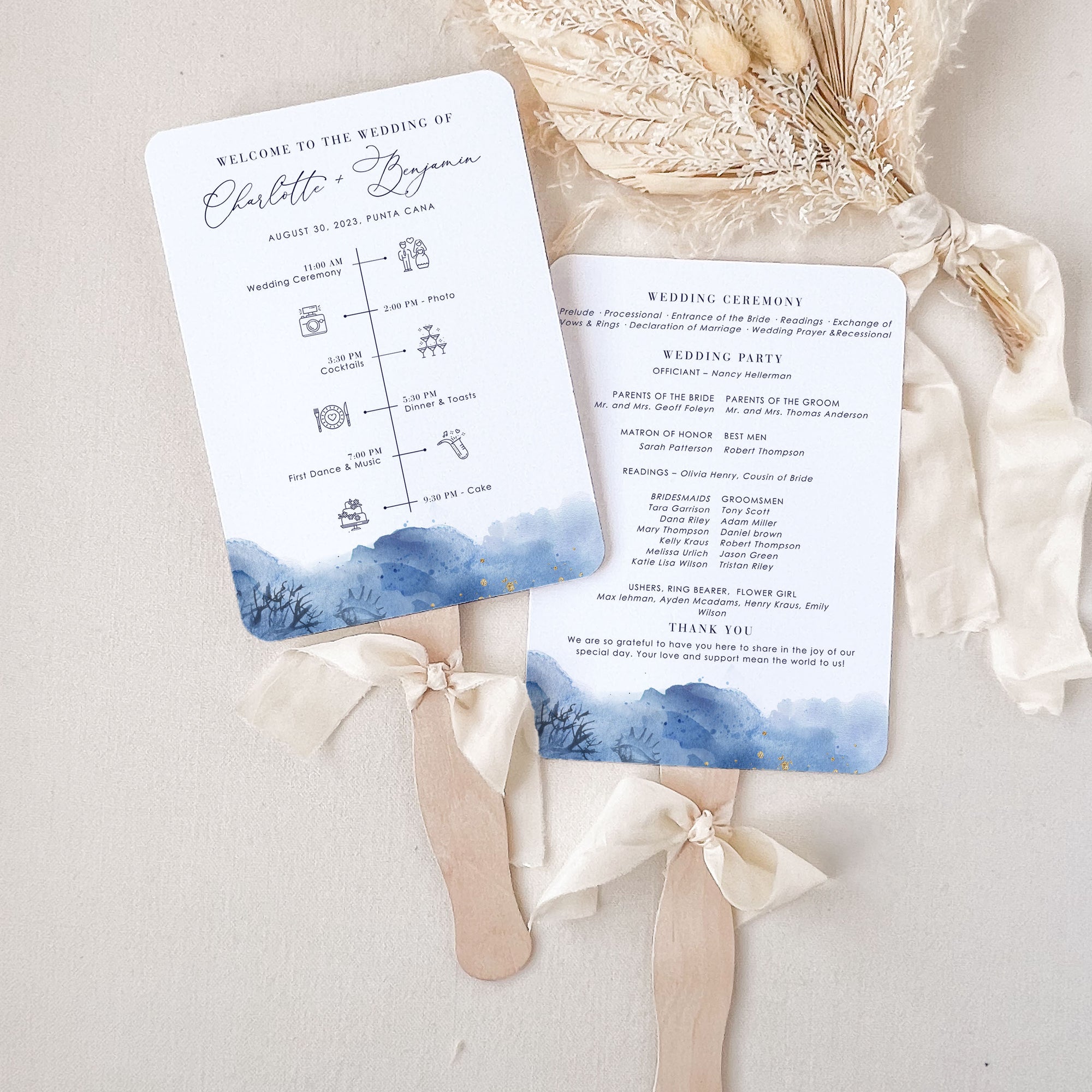 YLENIA Wedding Program Fans Diy