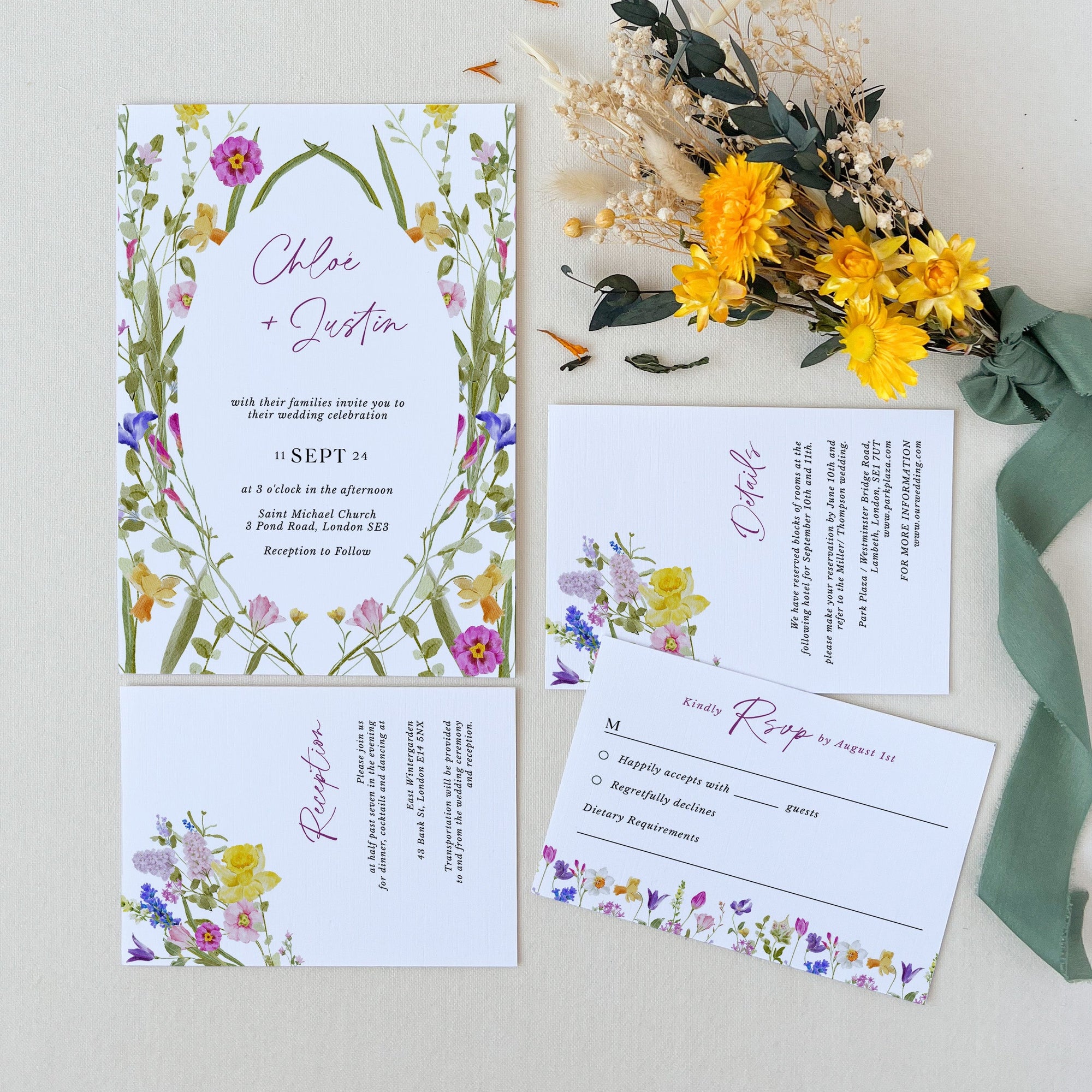 CHLOÉ Floral Wedding Stationery Templates Bundle