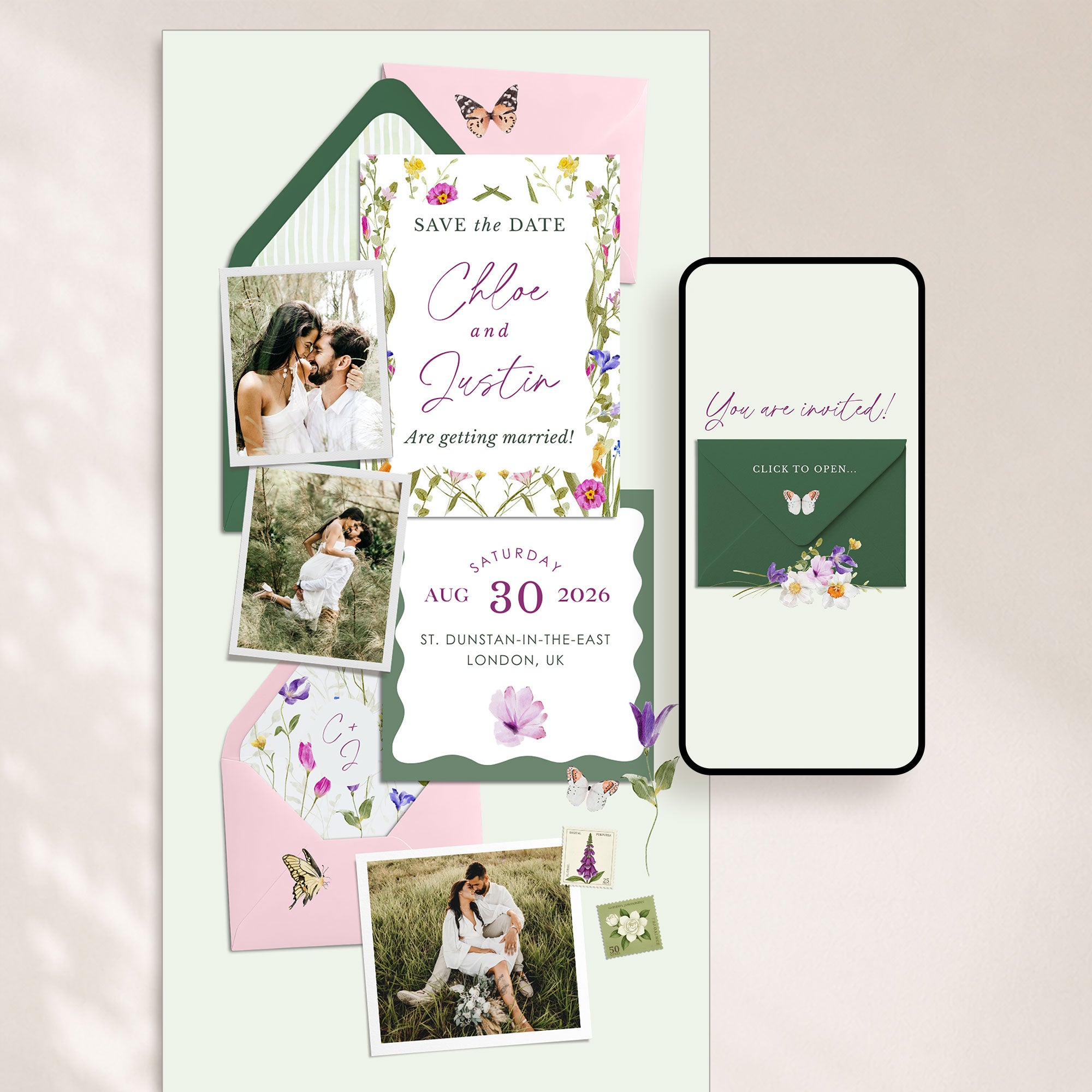 CLOE Spring Wedding Online Digital Save the Date