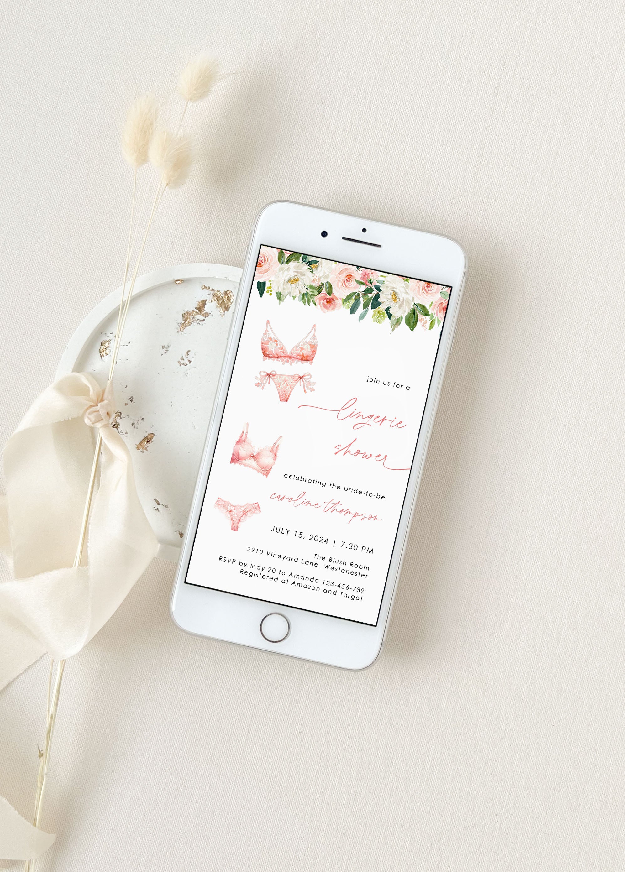 Lingerie Shower Invitation Card Digital
