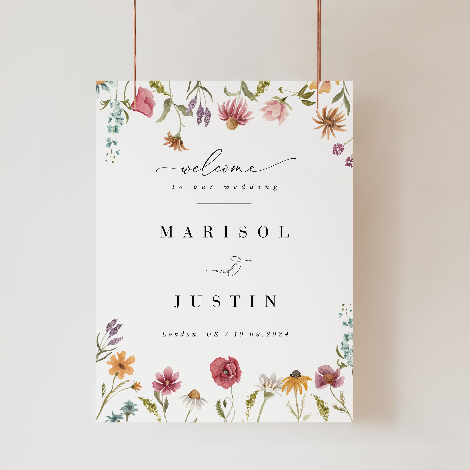 APRIL Floral Wedding Welcome Sign Template