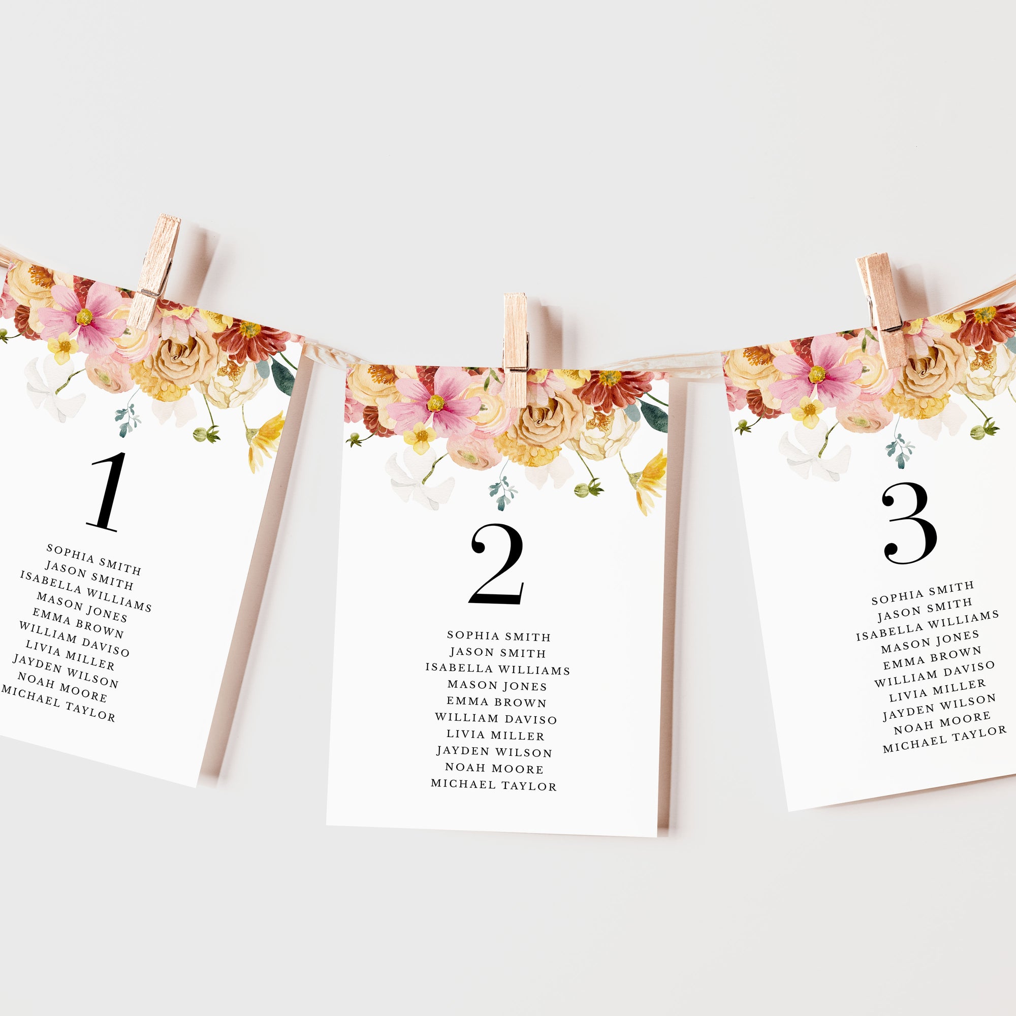 JUNE Wedding Seating Chart Card Template