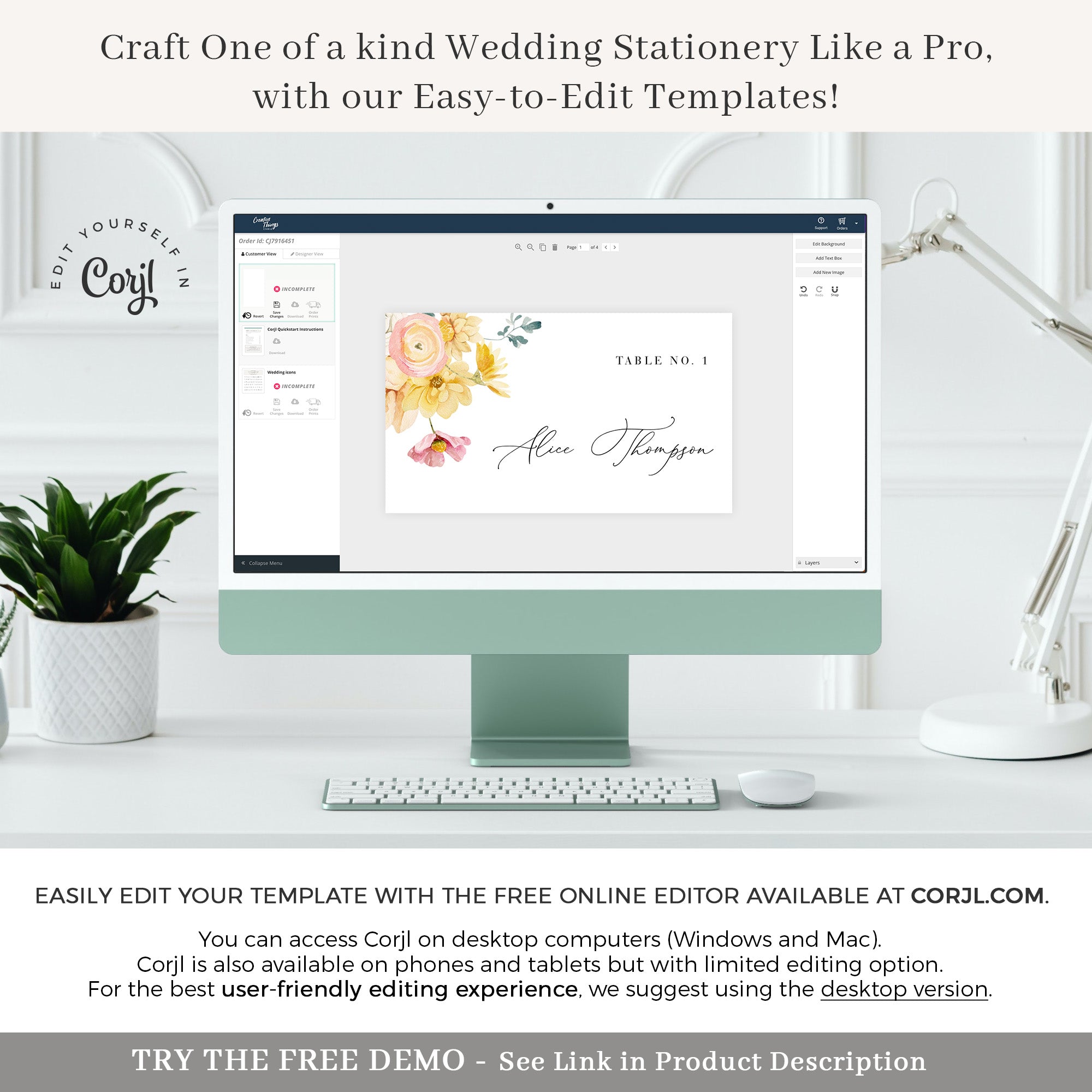 JUNE Wedding Place Card Template