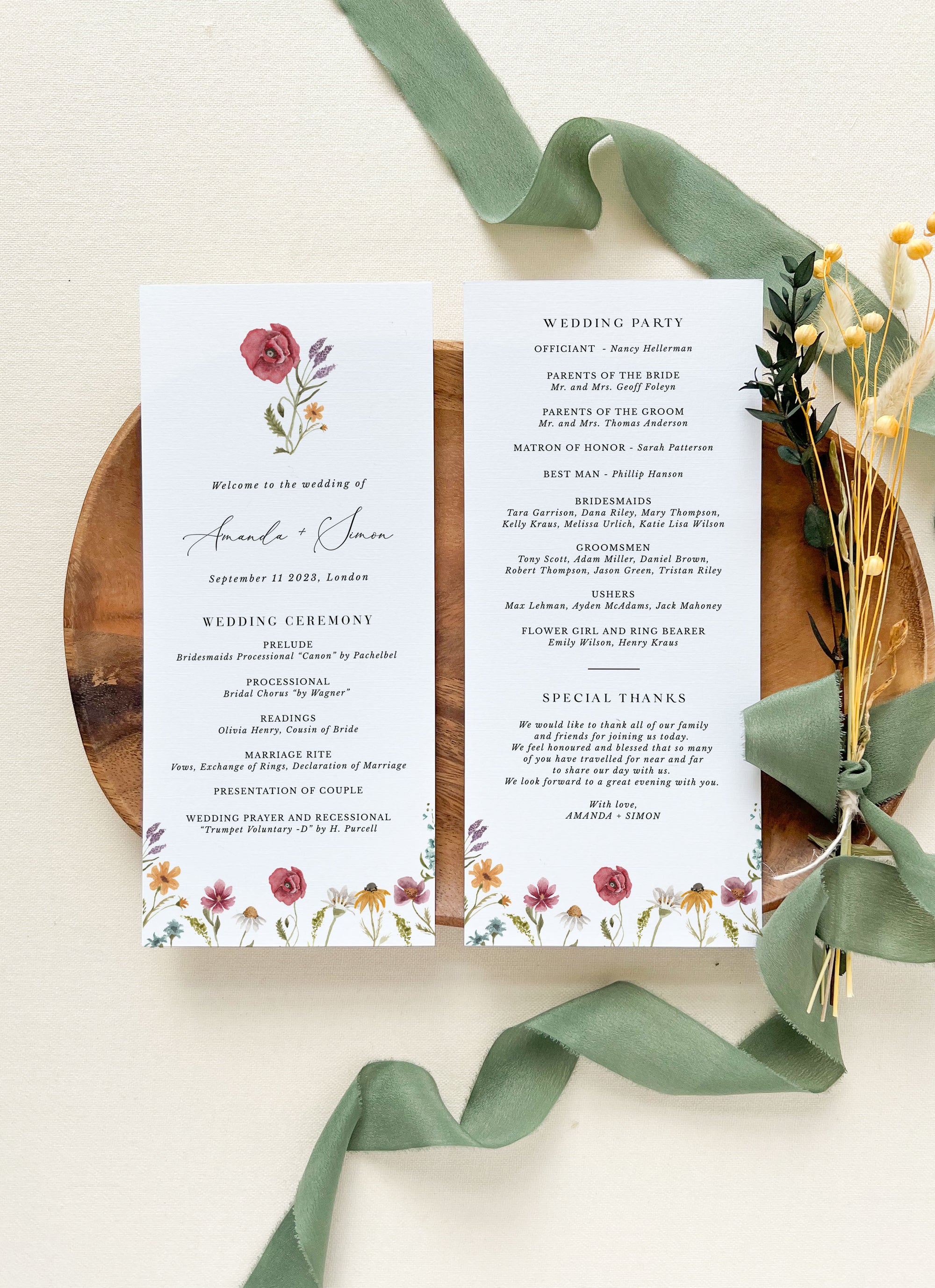 APRIL Wedding Program Template