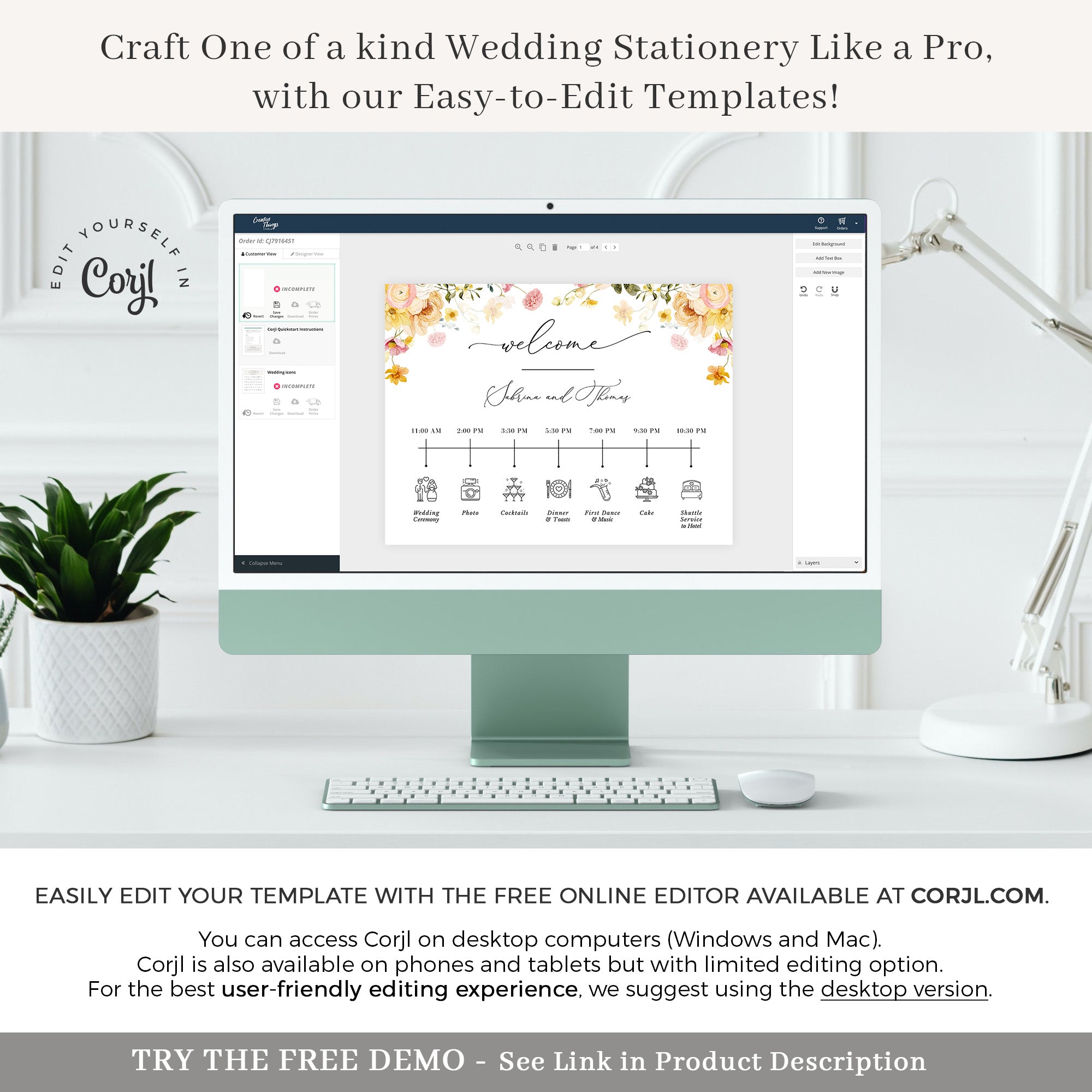 JUNE Wedding Order of Event Sign Printable